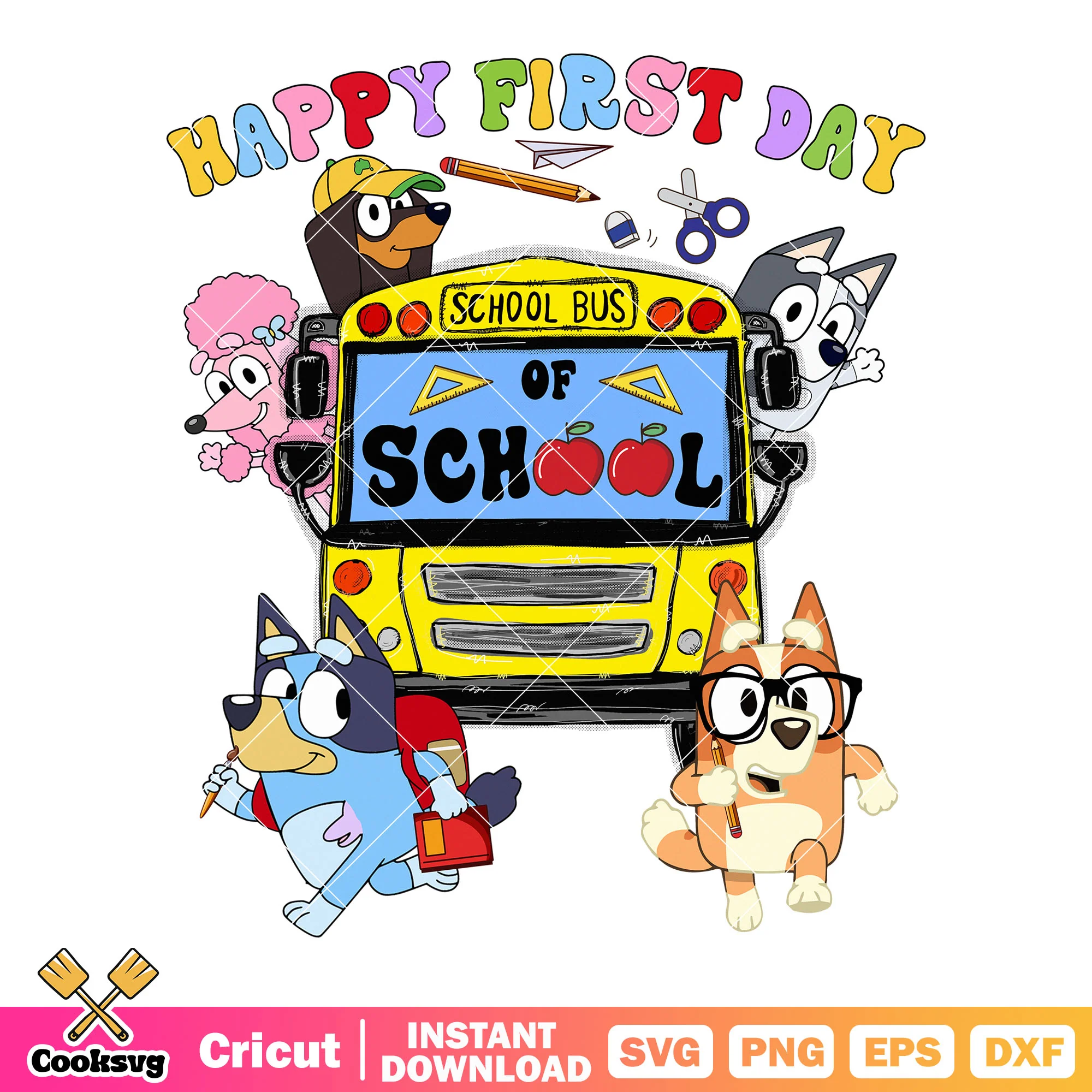 School bus of school bluey svg, bluey back to school svg, bluey svg