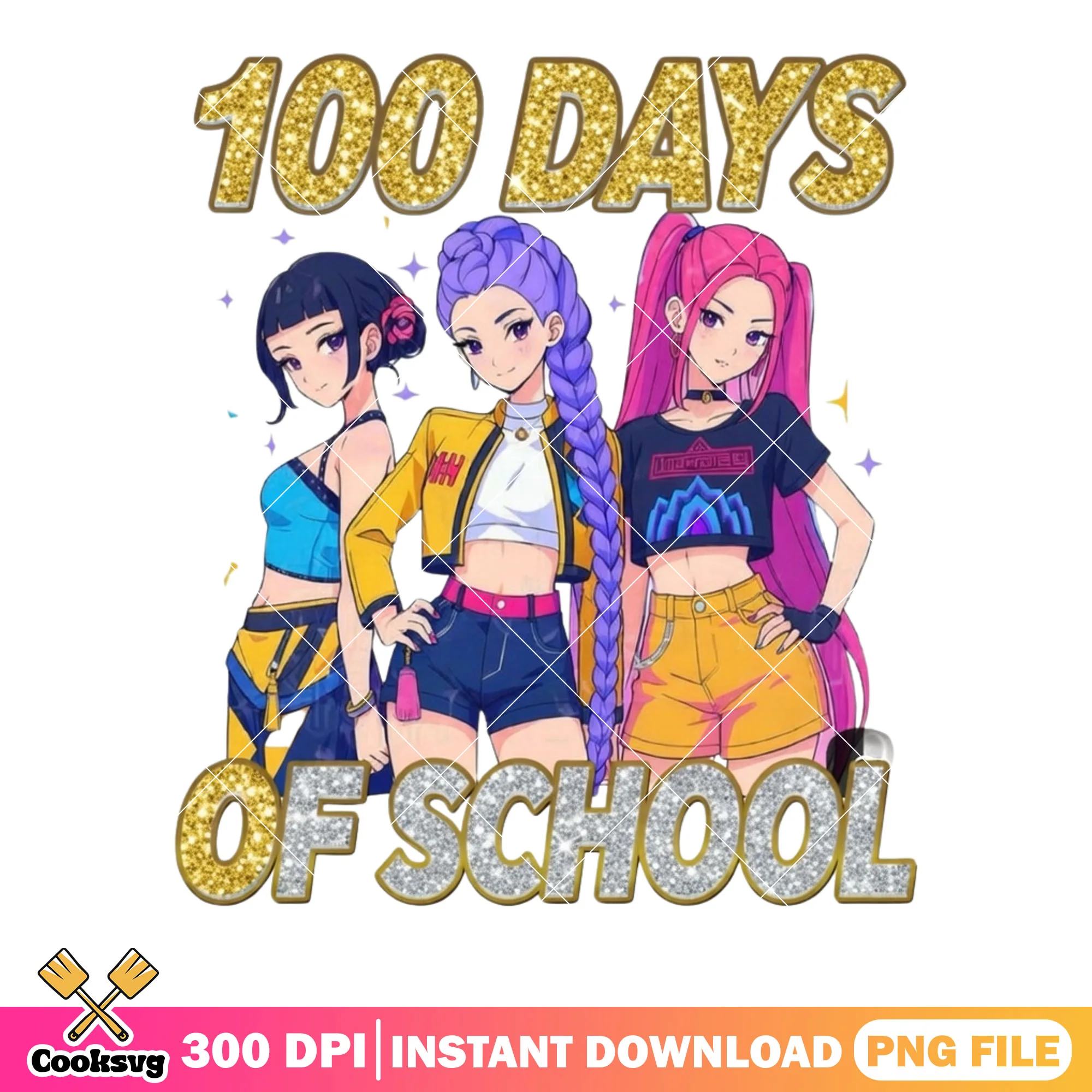 School girls love kpop png, huntrix kpop png, 100days demonhunter png