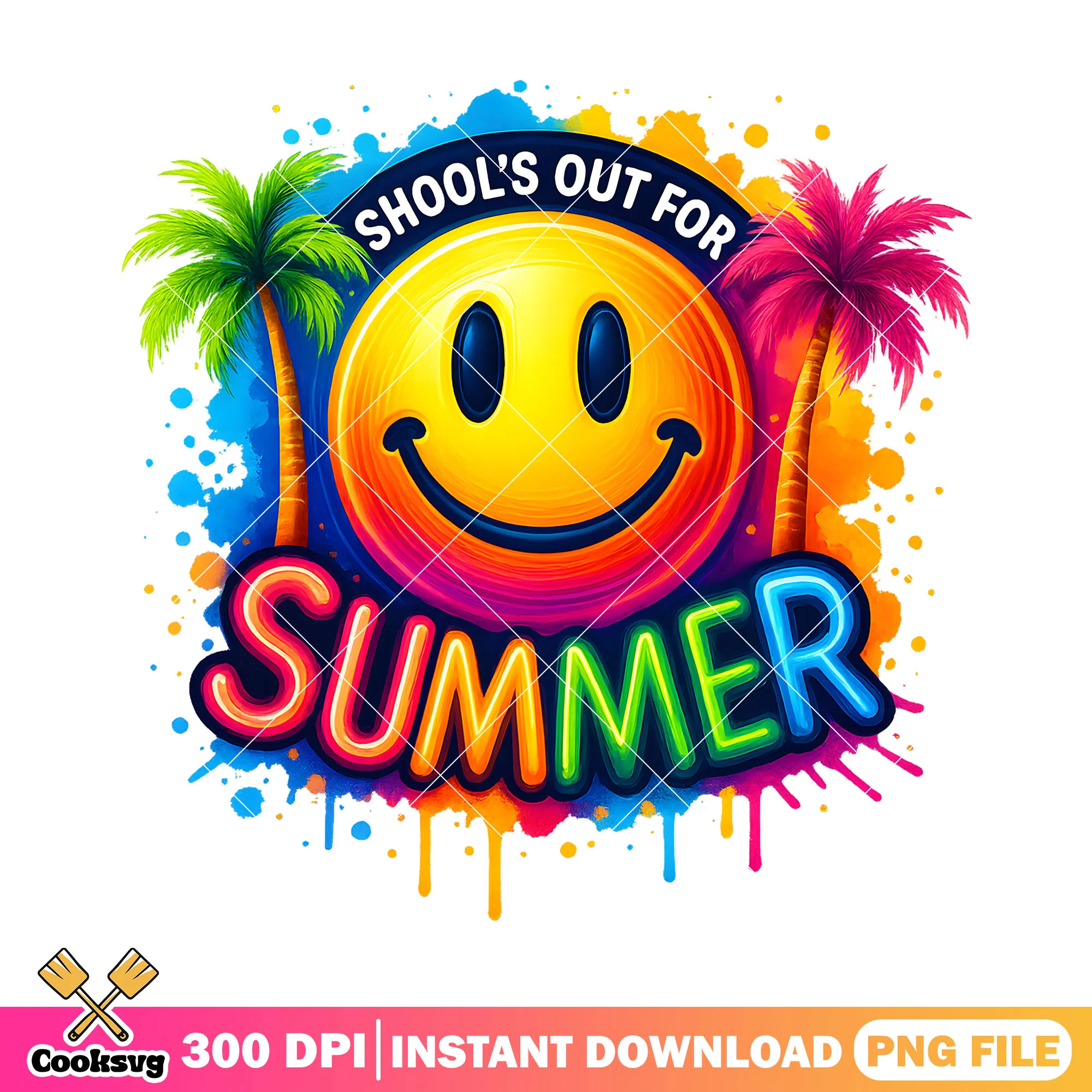 School out for summer icon png, school summer png, summer beach png