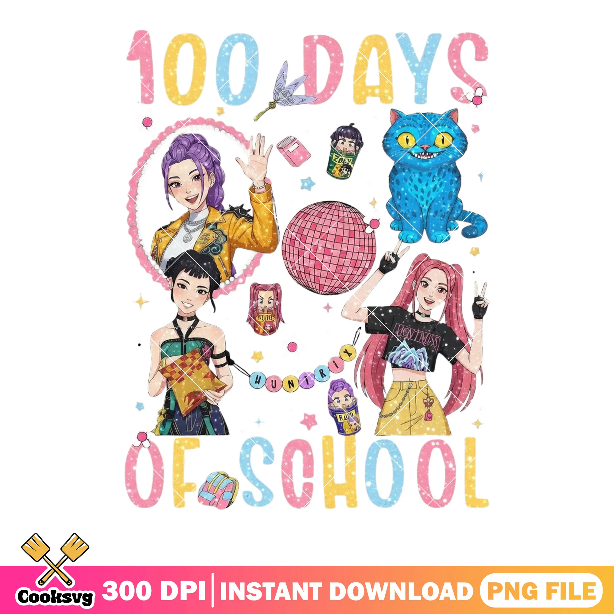 School vibes demon hunter png, 100 days of school png, derpy tiger png