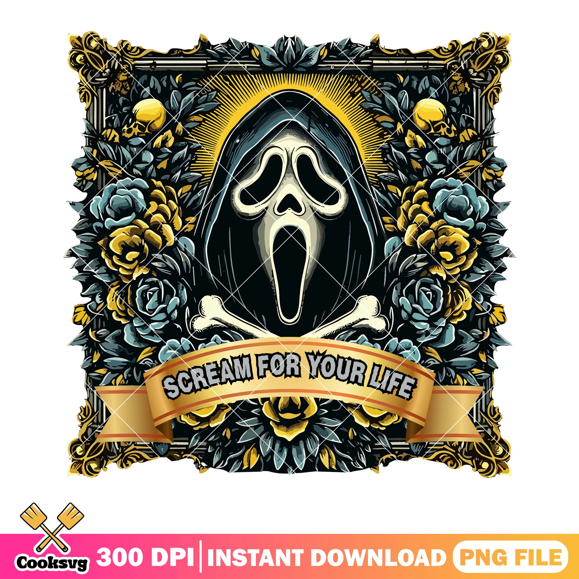Scream for your life png, the ghost mask png, halloween scary png