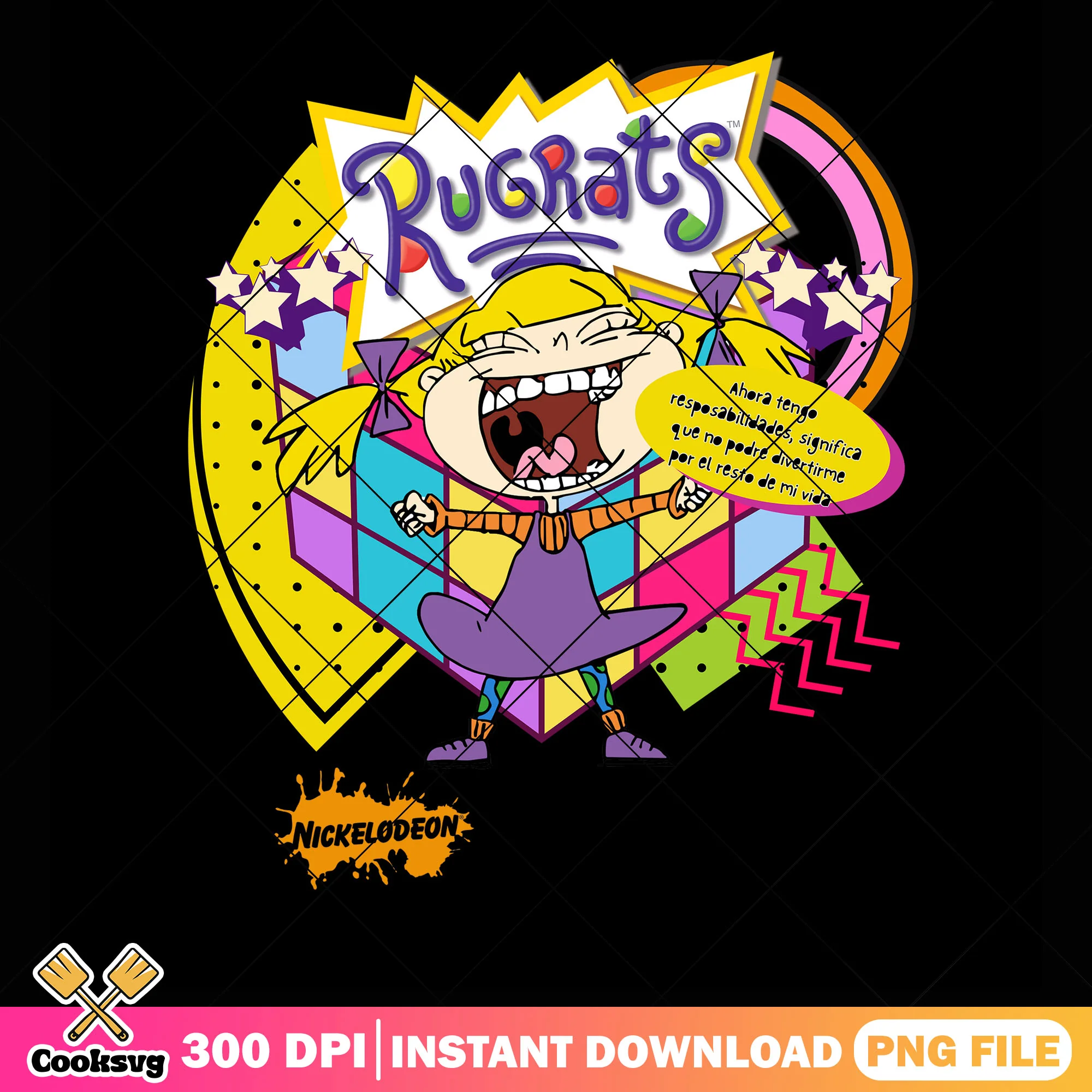 Screaming girl png, Angelica Pickles png, retro aesthetic png