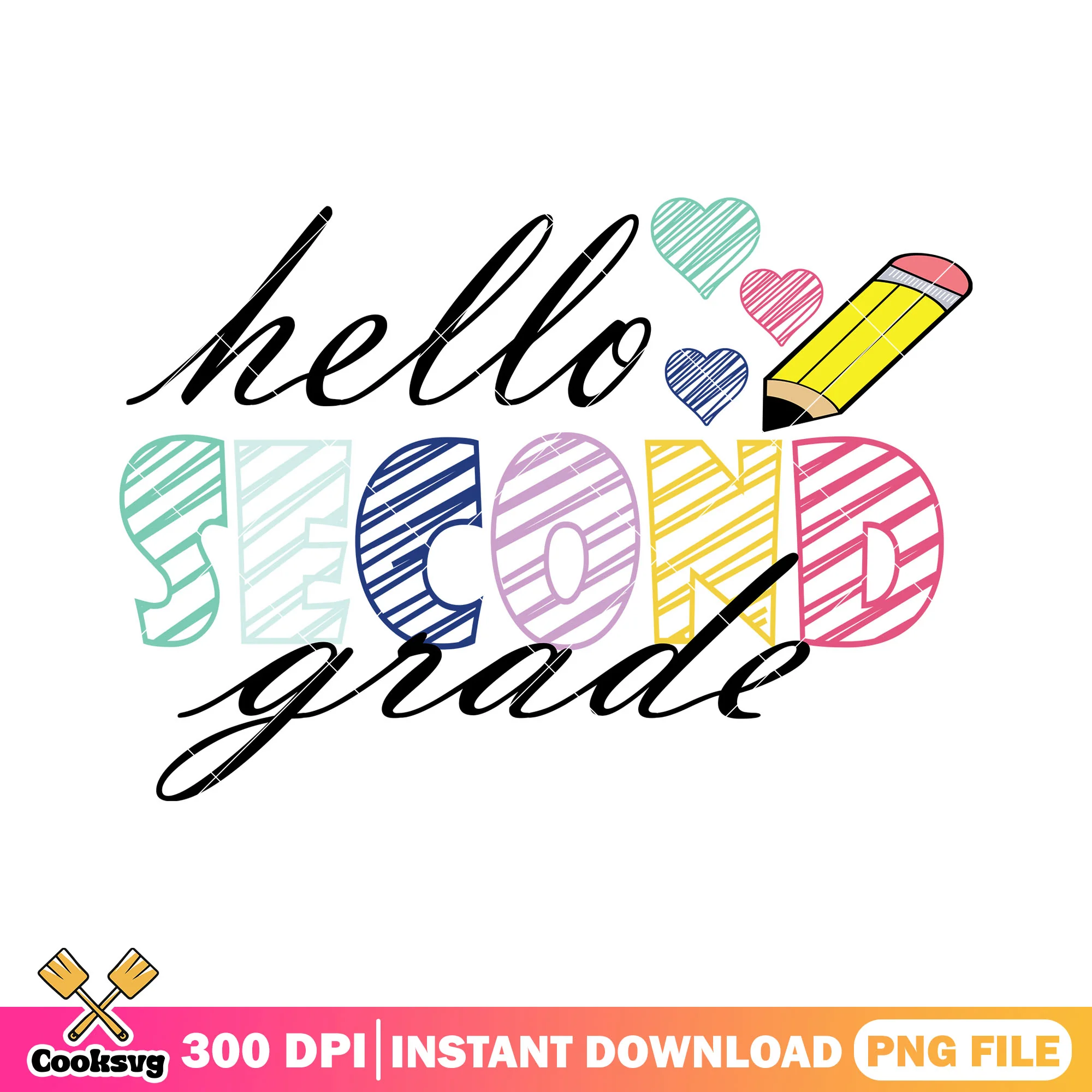 Second hello grade png, happy back to school png, font logo png