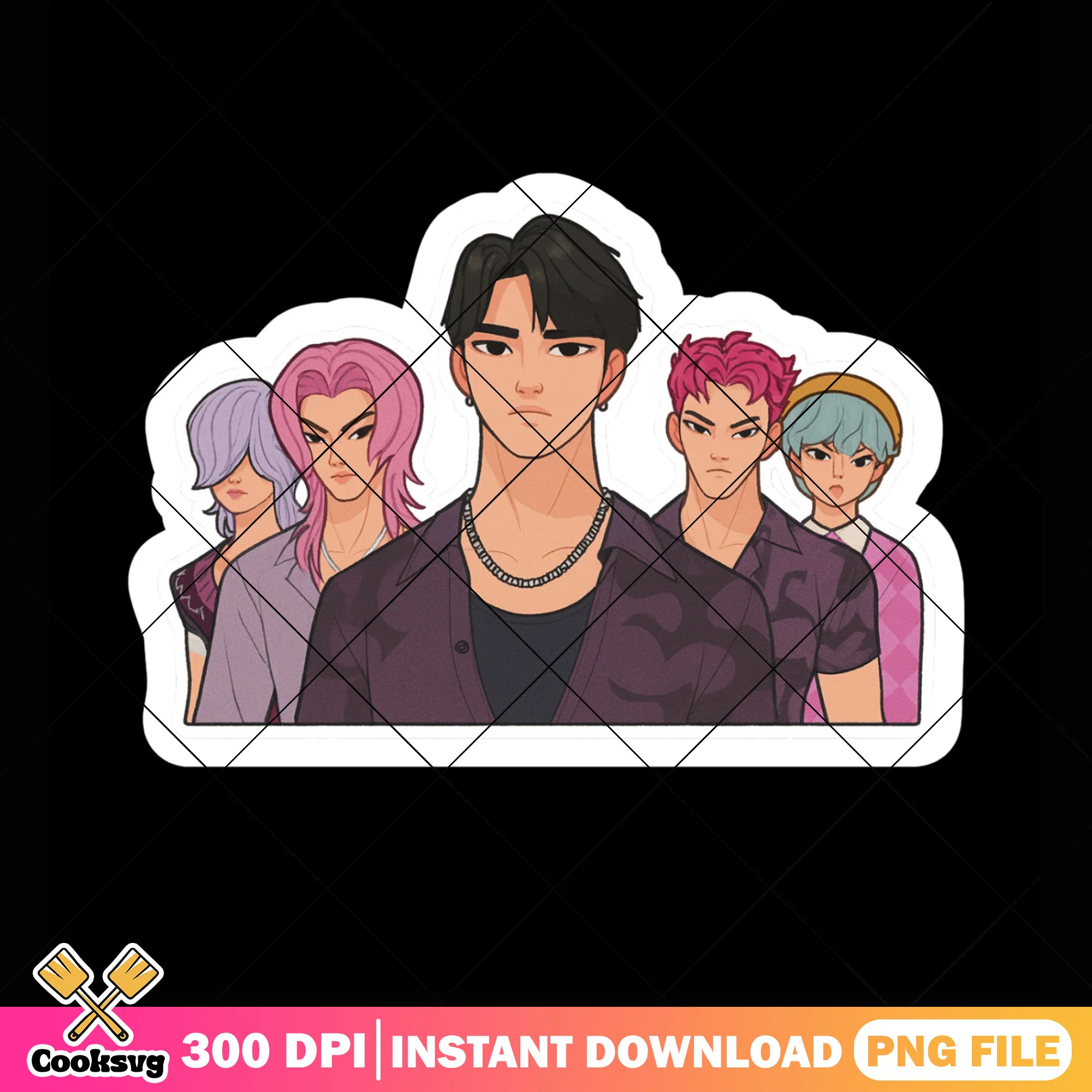Serious face saja boys png sticker, saja boys band png, kpop hunters png