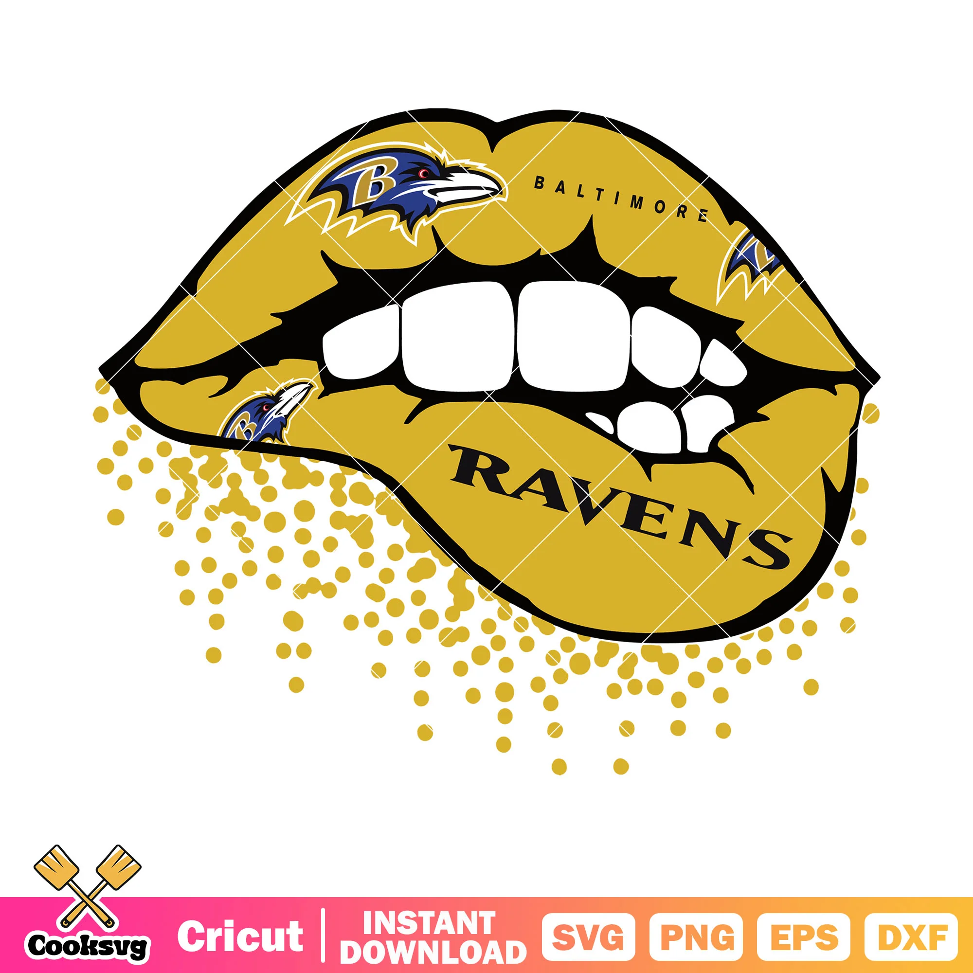 Sexy bite yellow lips svg. baltimore ravens svg, baltimore svg