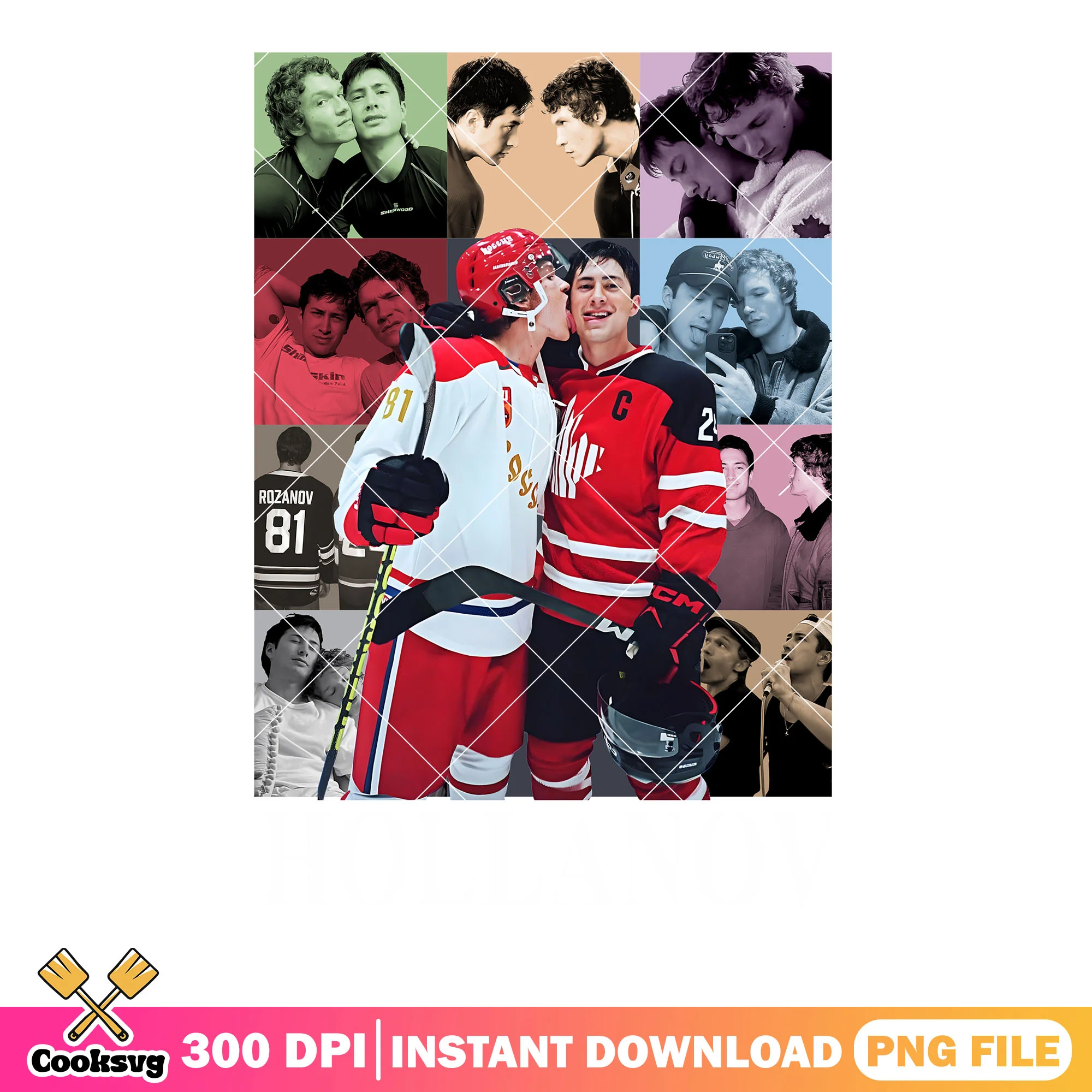 Shane and ilya couple poster png, romance hockey png, heated rivalry png