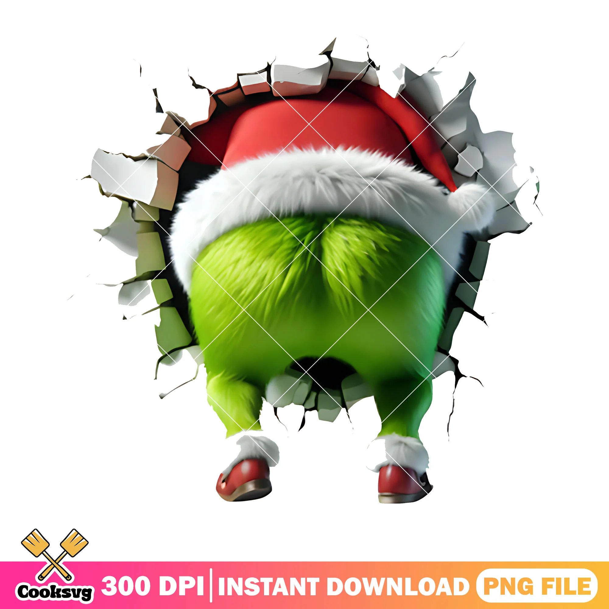 Shinny green but grinch png, santa claus png, christmas costume png