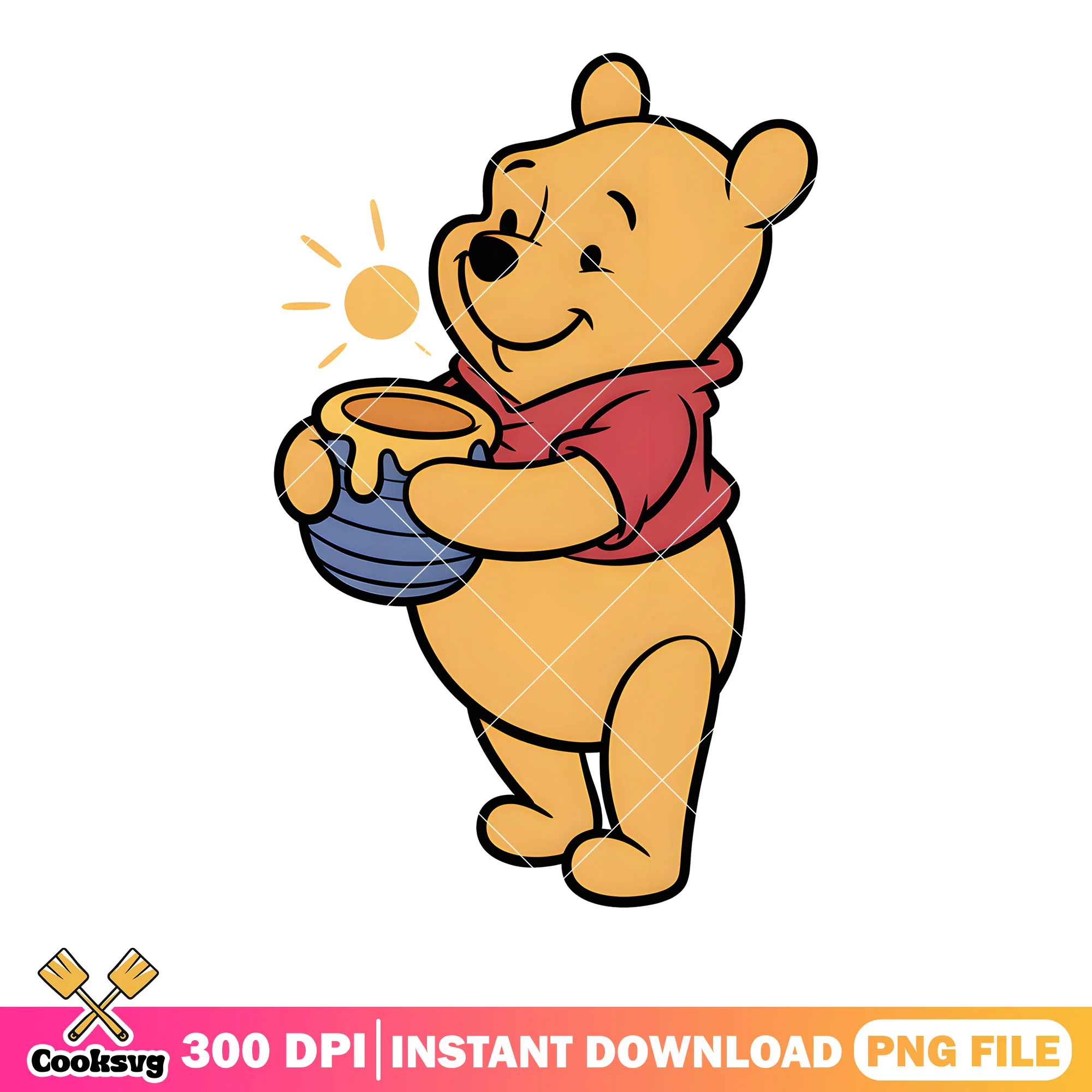 Shinny honey jar pooh bear png, honey bear pooh png, pooh poster png