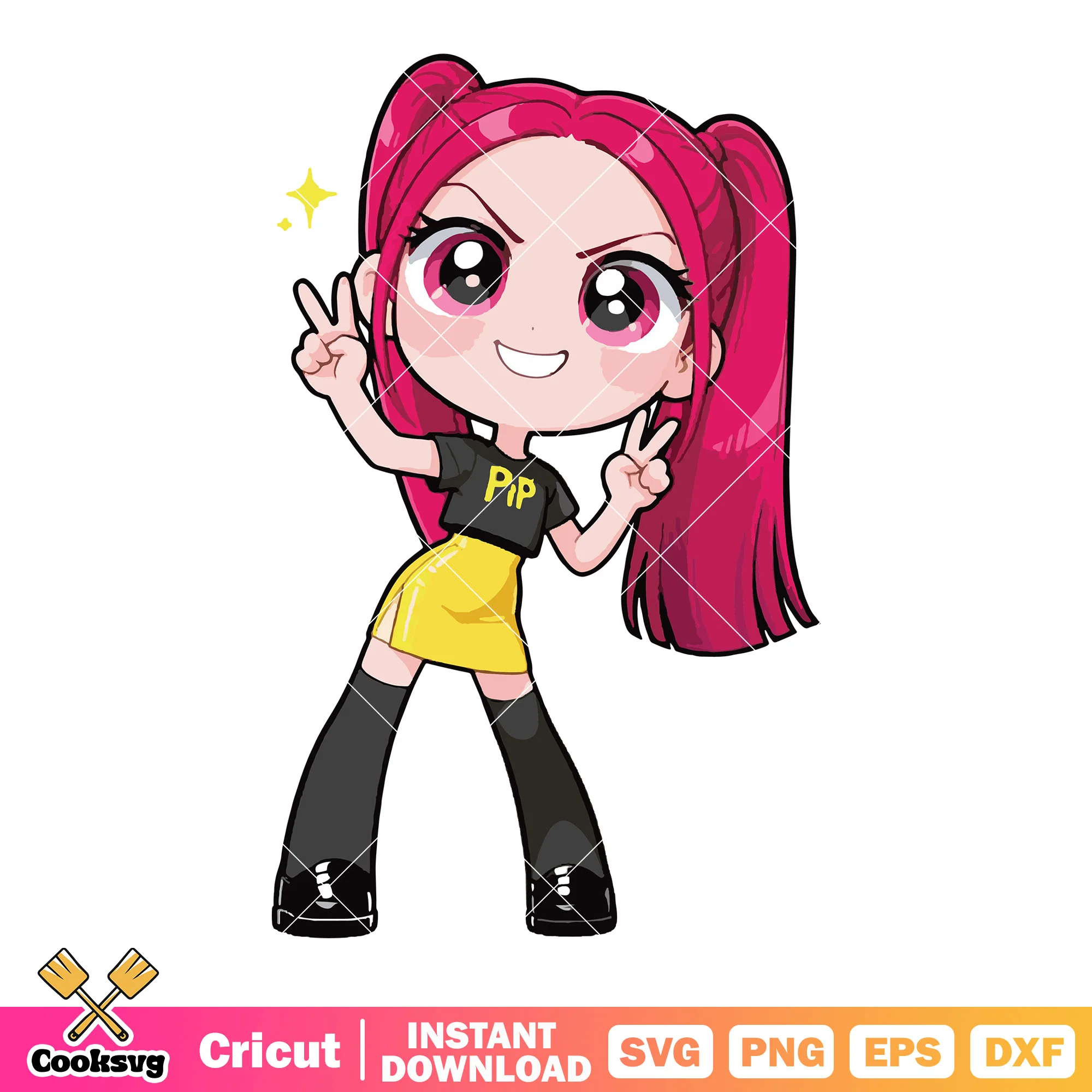 Shiny chibi mira huntrix svg, huntrix band svg, mira kpop svg