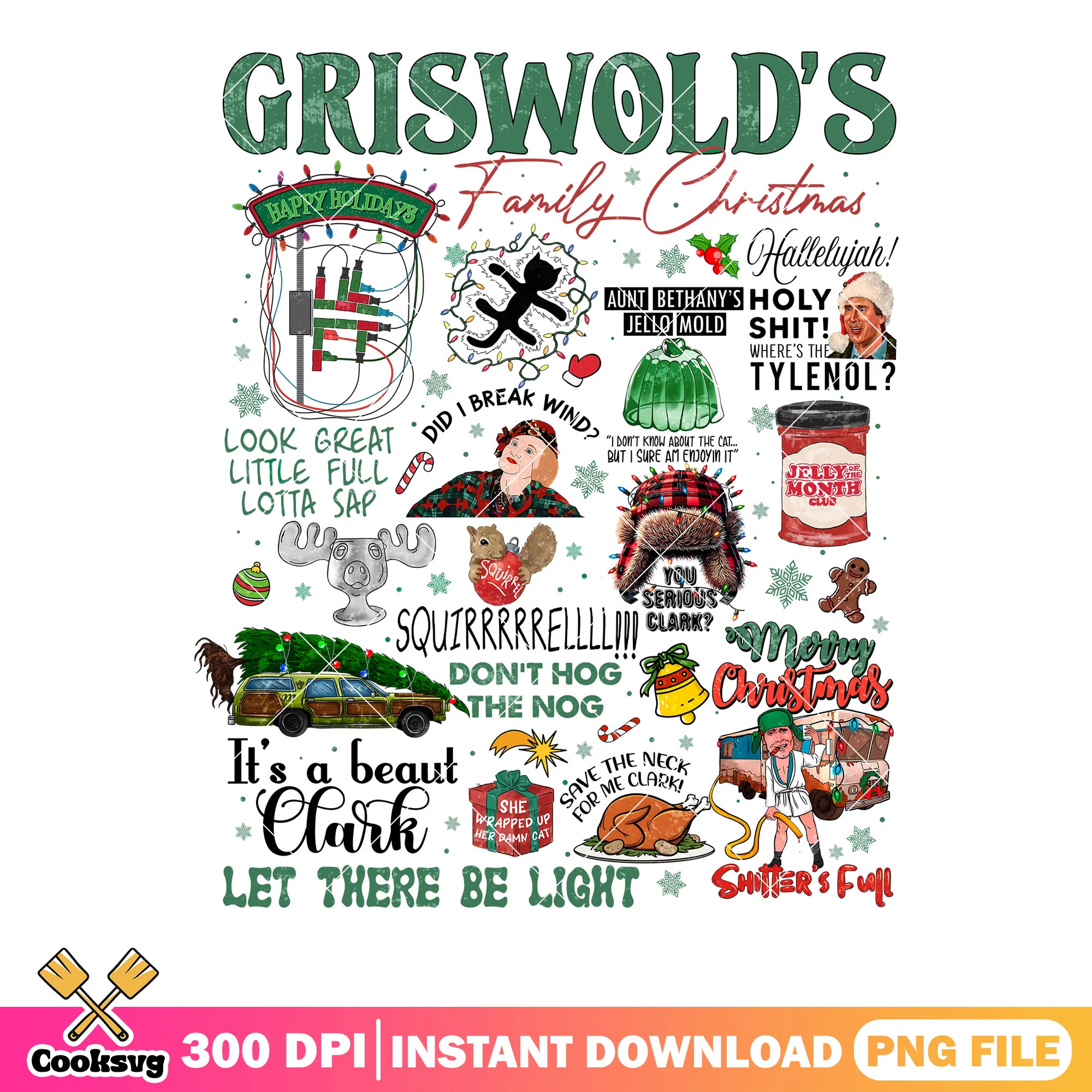 Shiter full christmas png, clark griswold png, christmas poster png