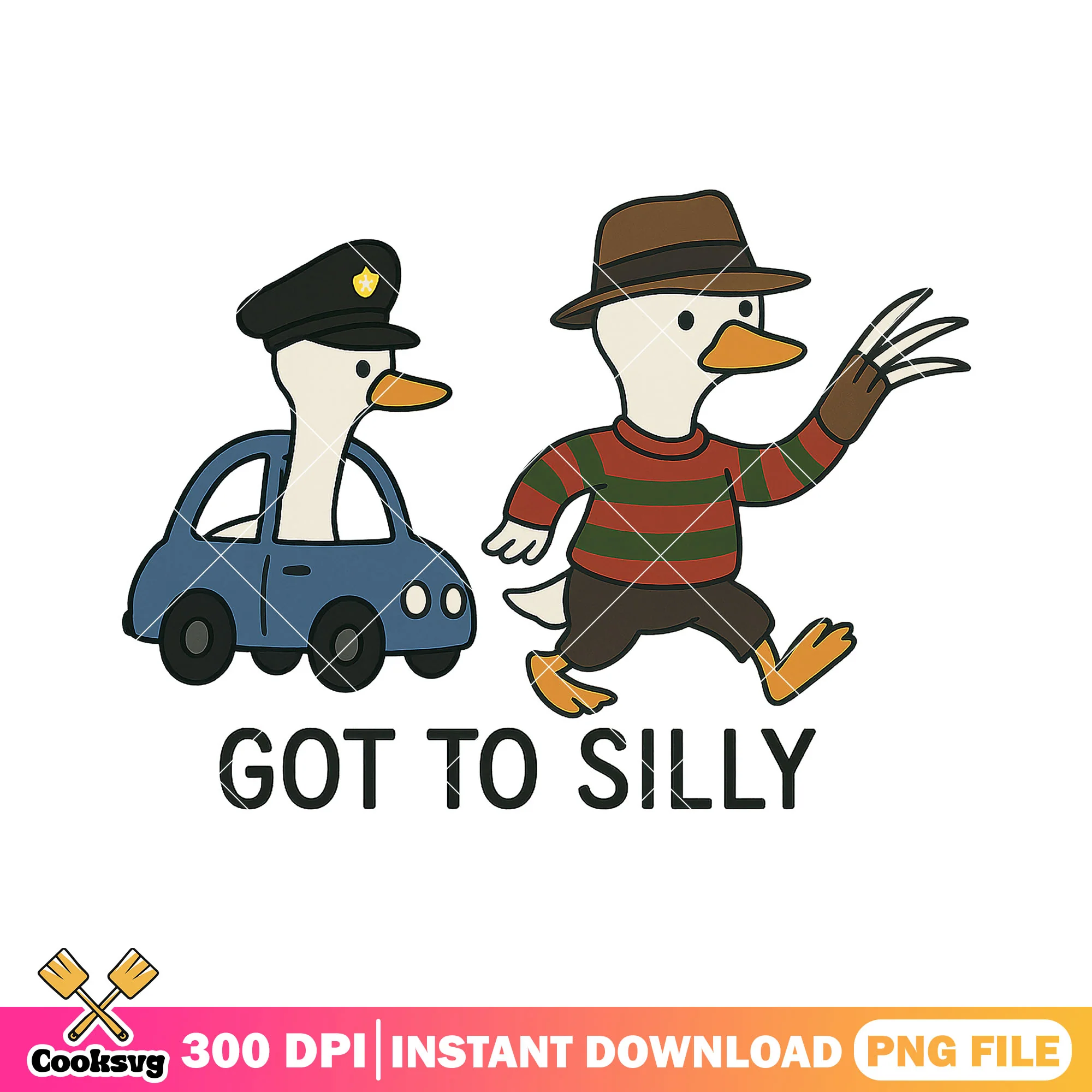 Silly got to design png, goose cartoon png, halloween horror png