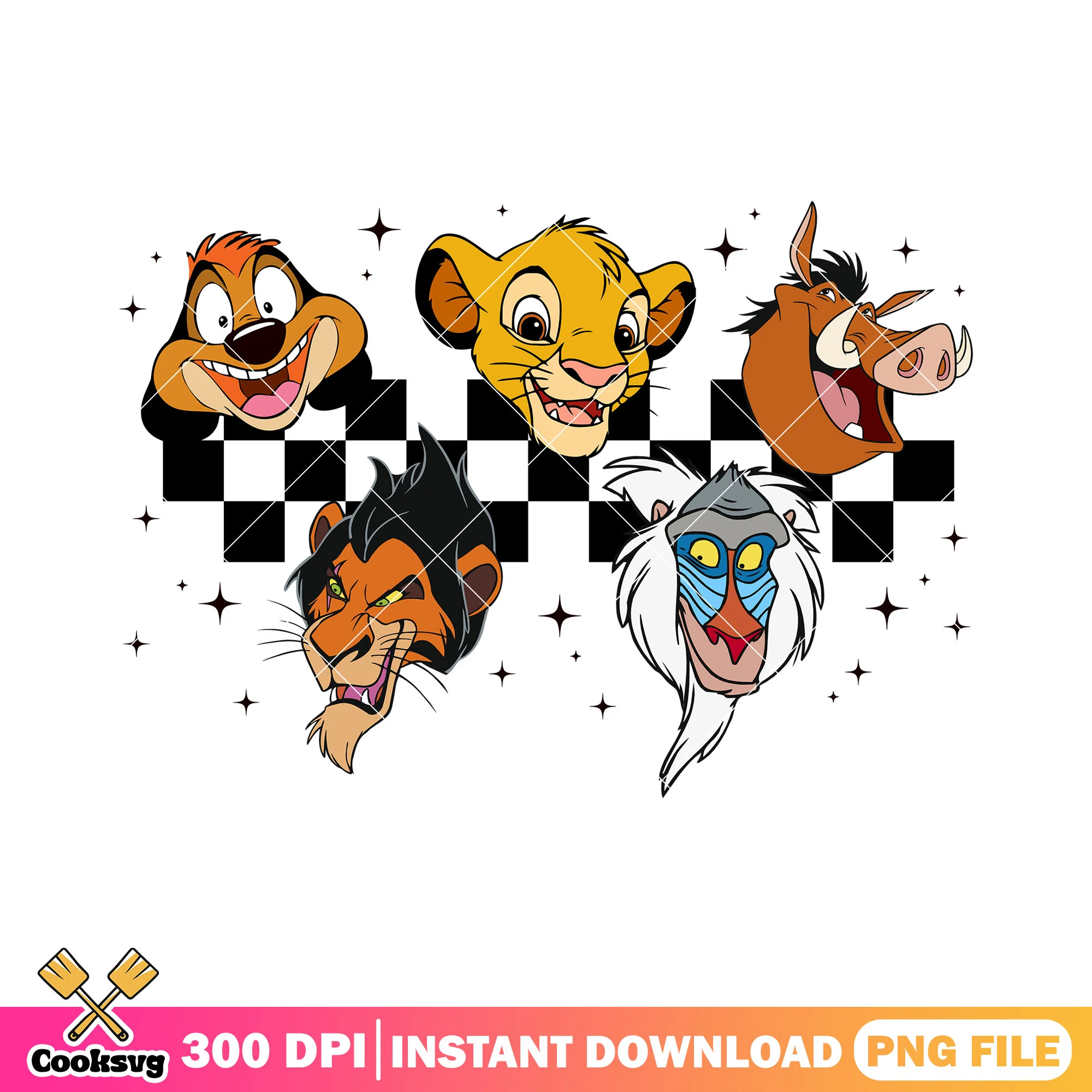 Simba and his friends head png, simba friends png, disney head png