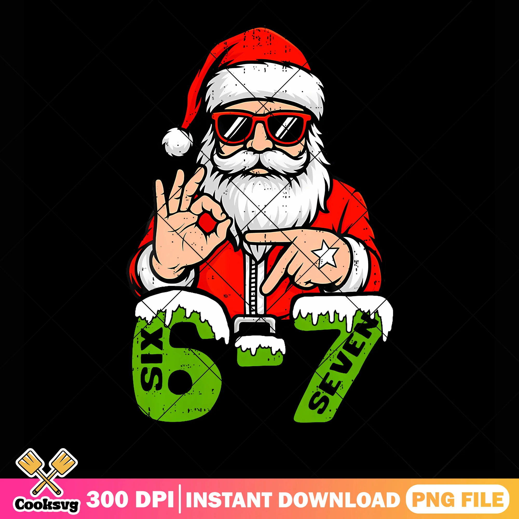Six seven santa claus png, xmas png, merry christmas png