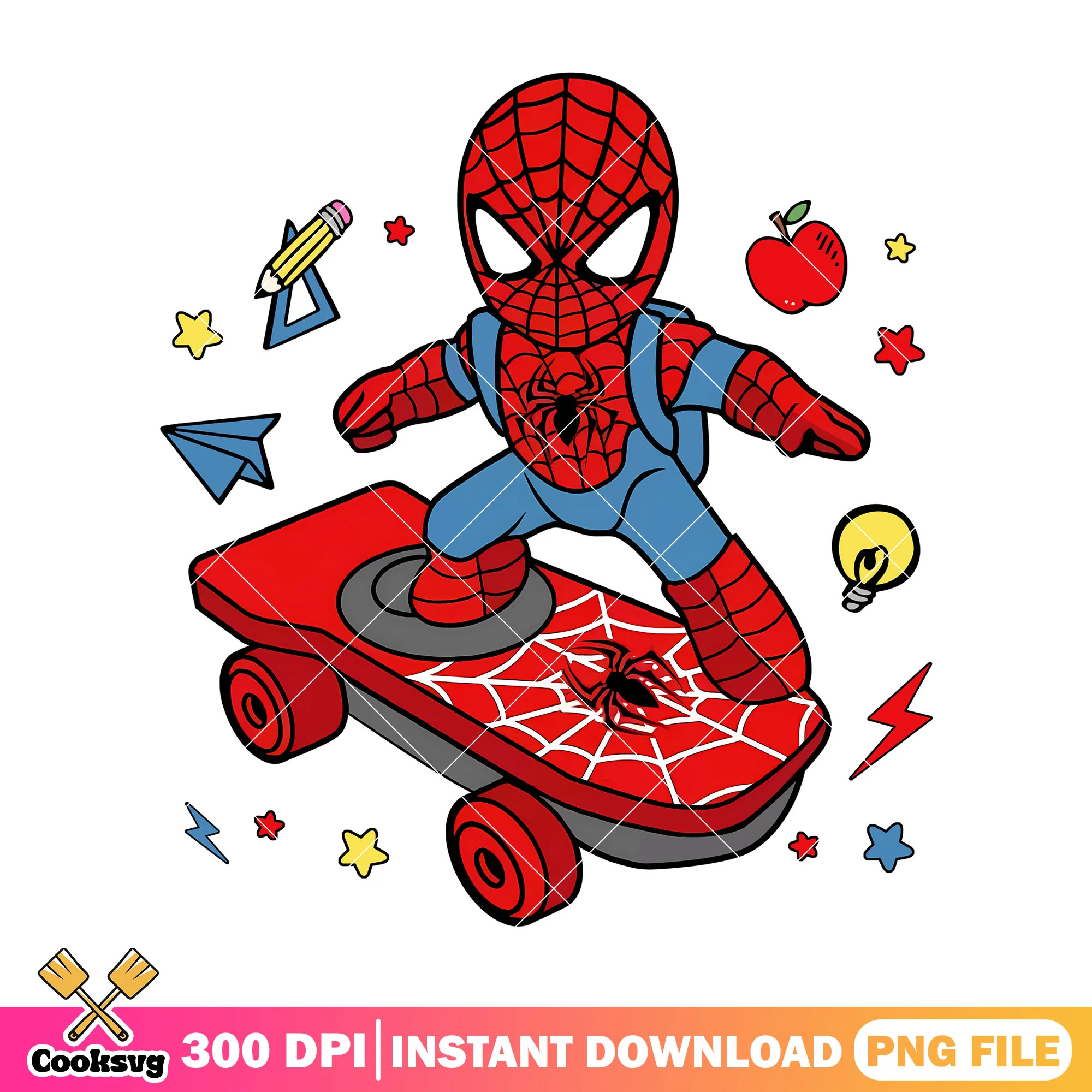 Skateboarding spiderman png, when is back to school png, marvel art png