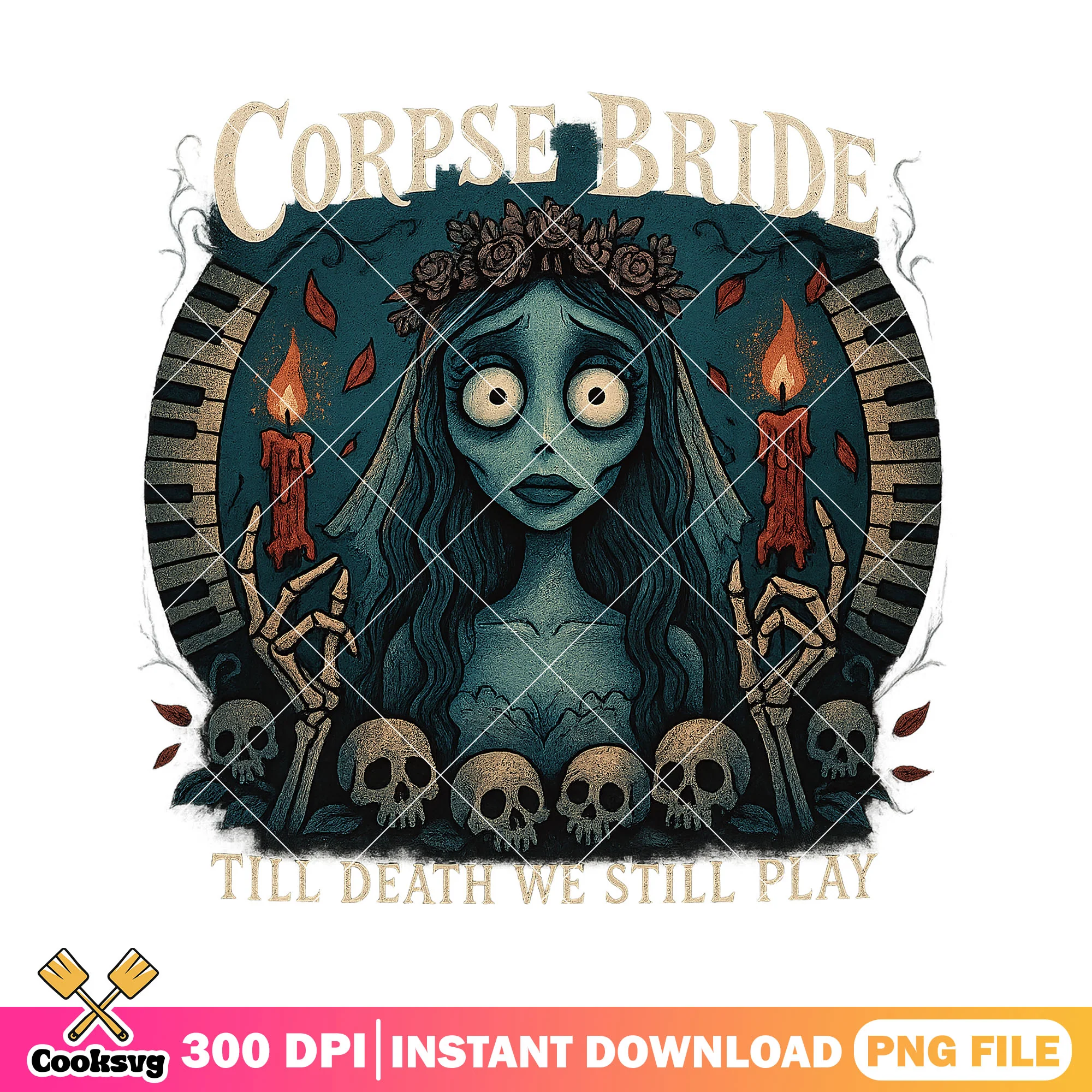 Skeleton bride halloween png, horror halloween png, scary bride png