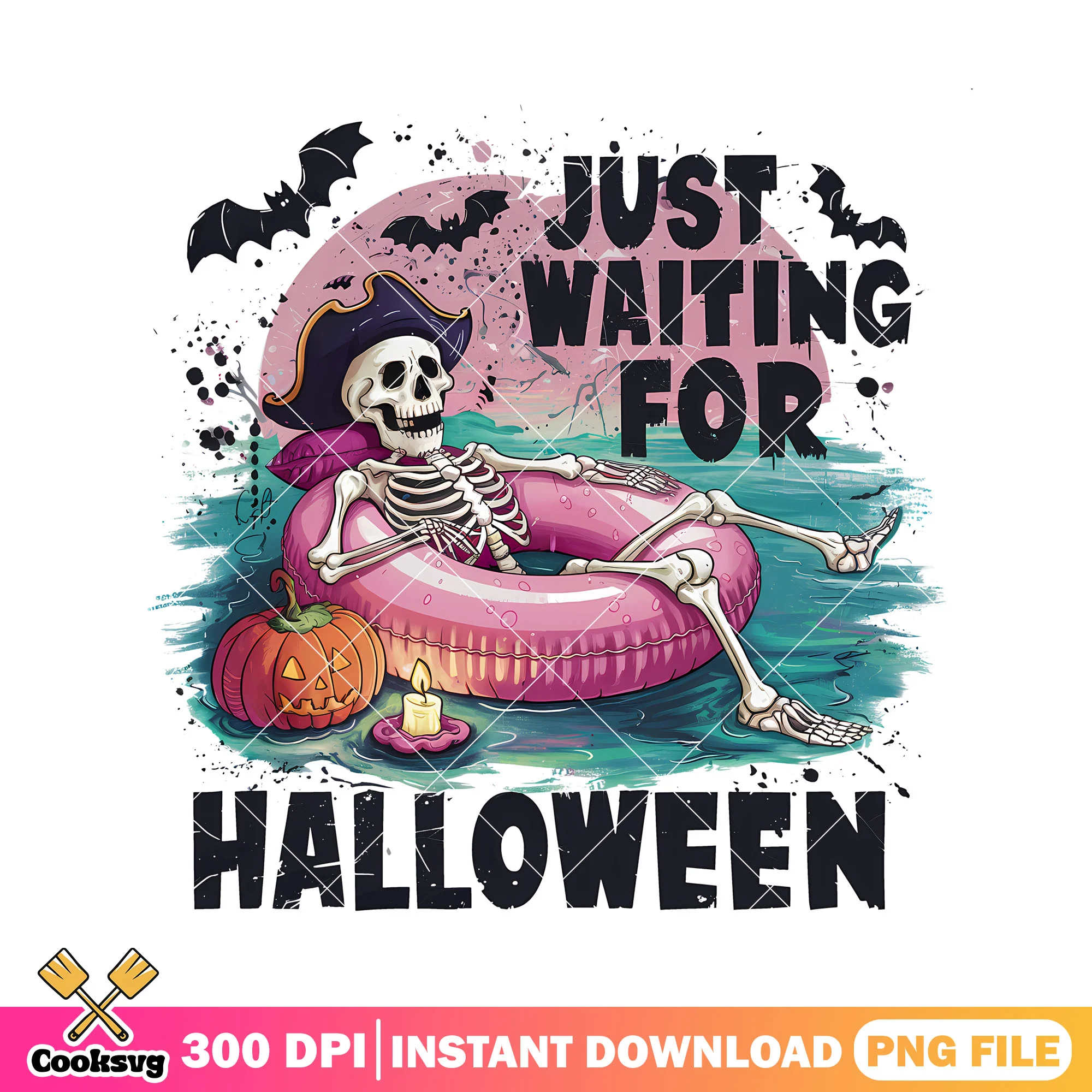 Skeleton chill summer vibes png, halloween decor png, horror movie png