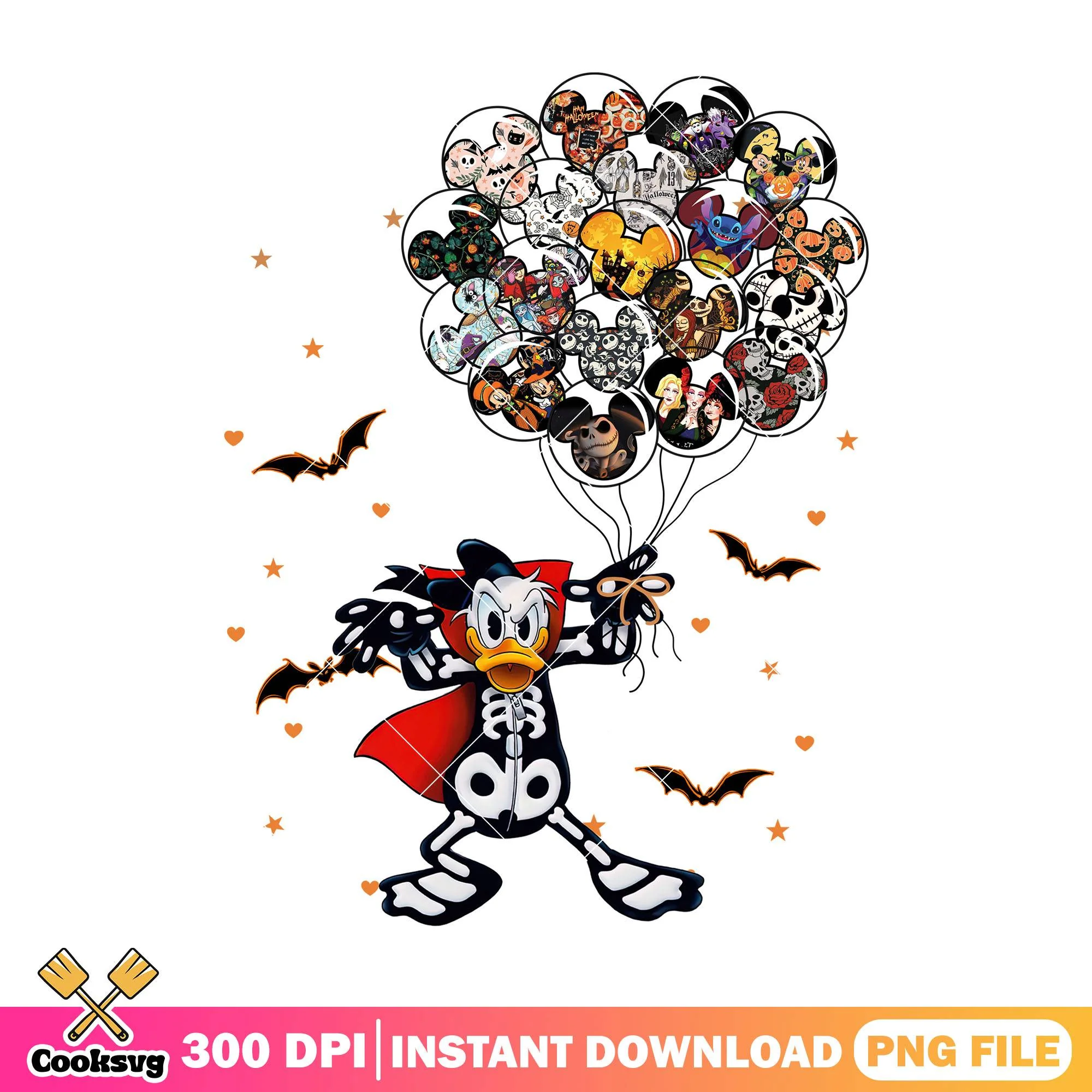 Skeleton donald balloon png, halloween costumes png, donald duck png