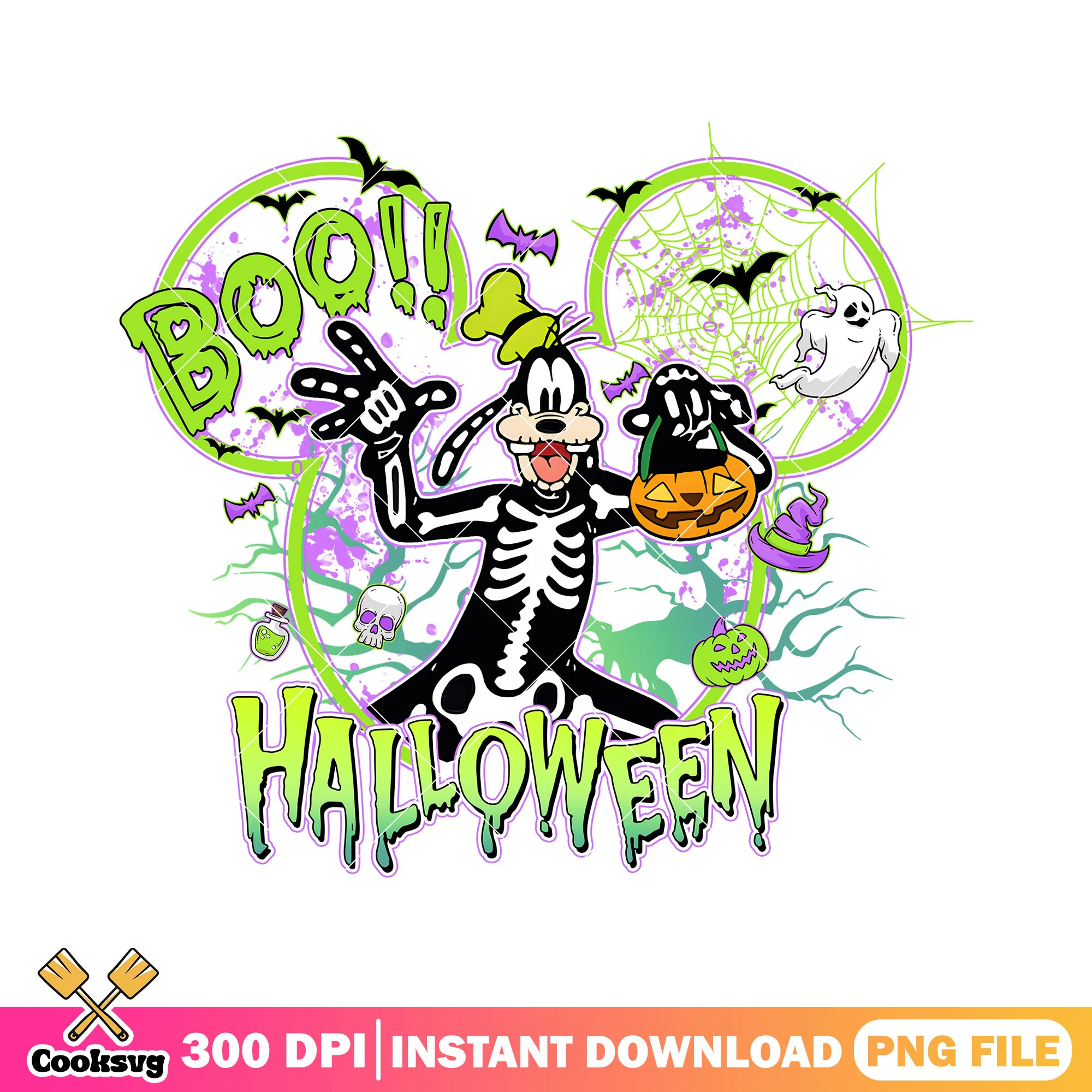 Skeleton goofy design png, goofy halloween png, disney goofy png