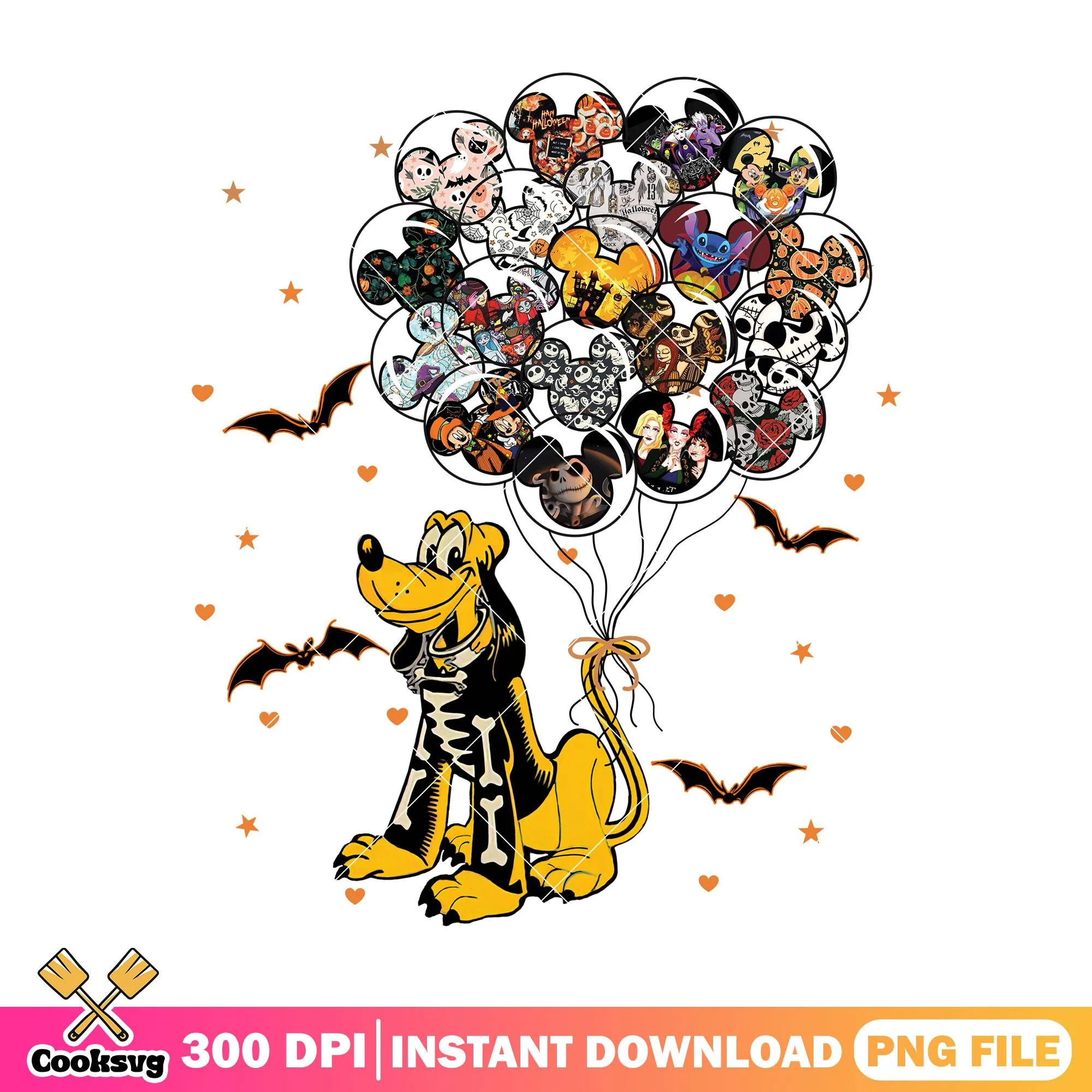Skeleton goofy dog balloon png, halloween spirit png, goofy dog png