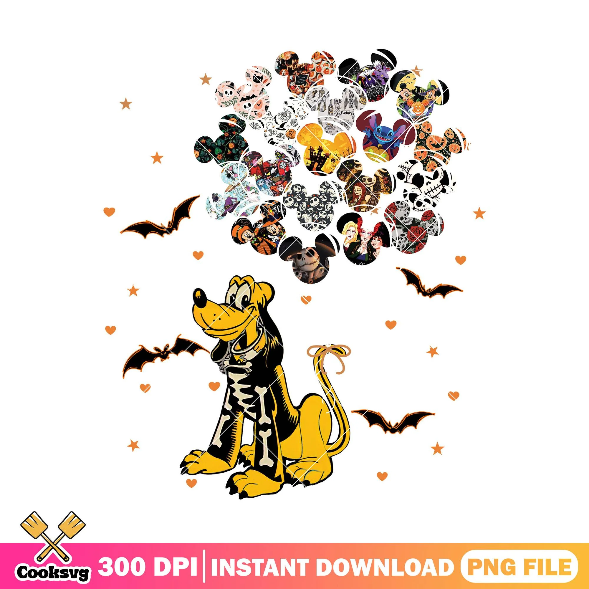 Skeleton goofy dog balloons png, halloween spirit png, goofy dog png