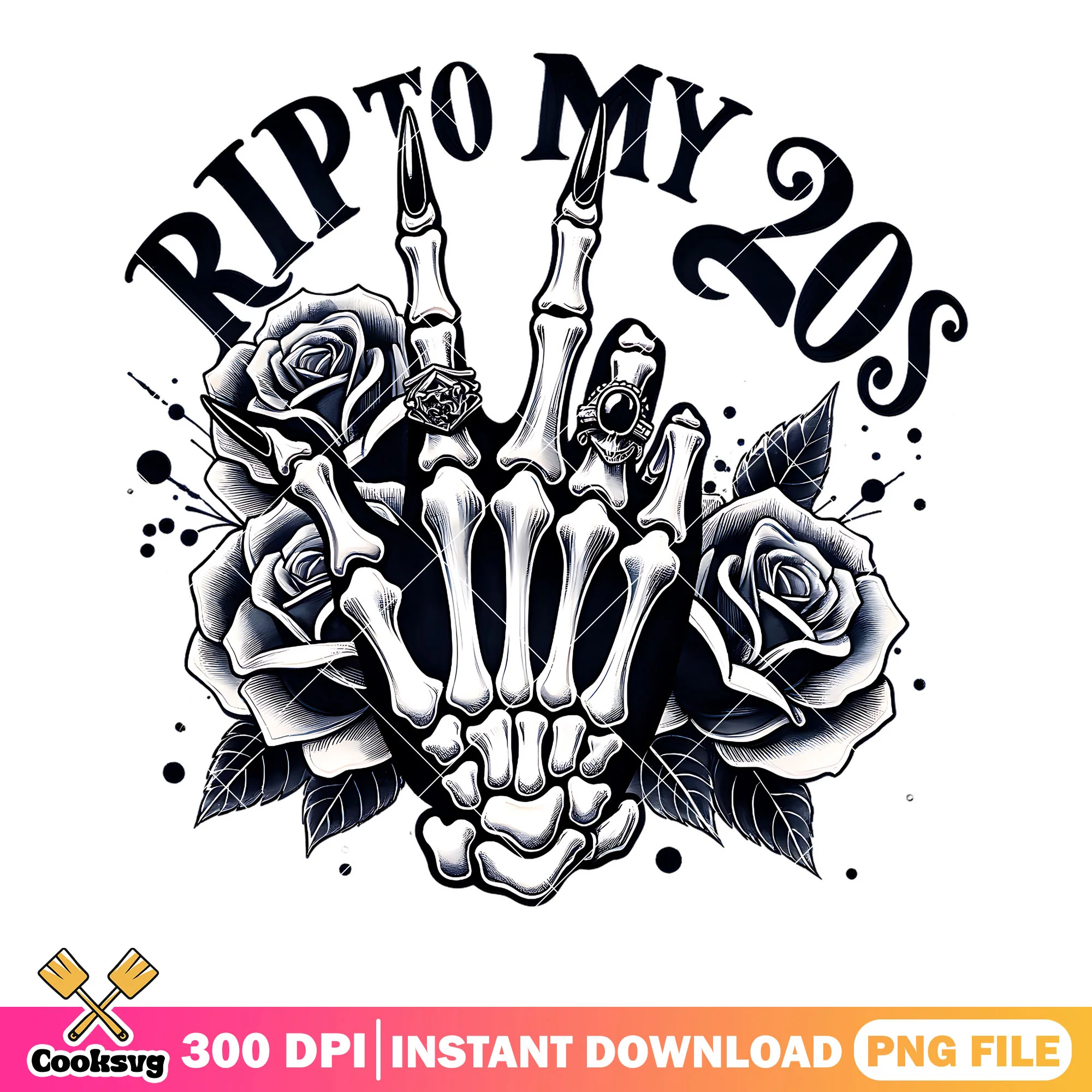 Skeleton hand white rose png, Rip to my 20s png, scary halloween png