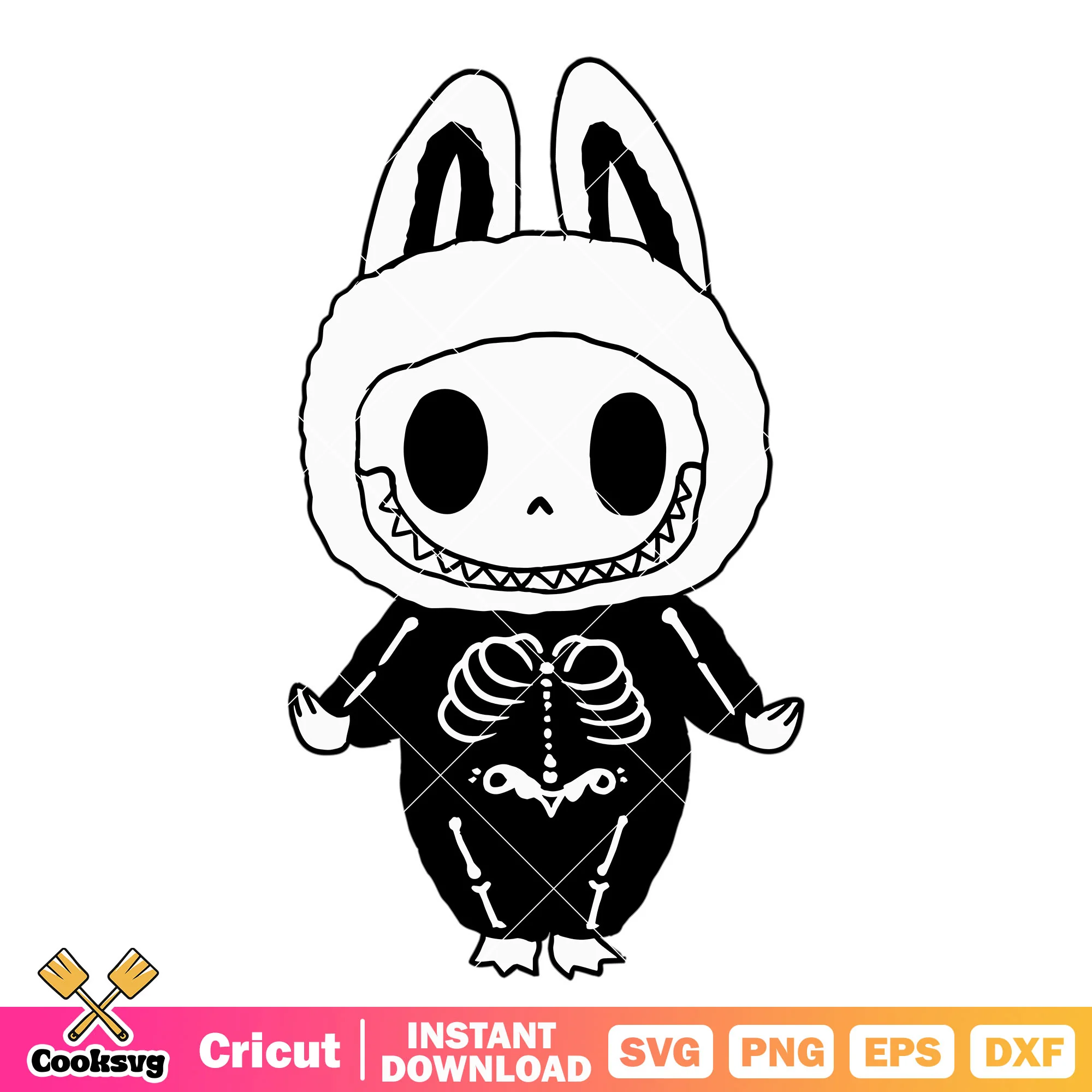 Skeleton labubu horror svg, skeleton halloween svg, labubu near me svg