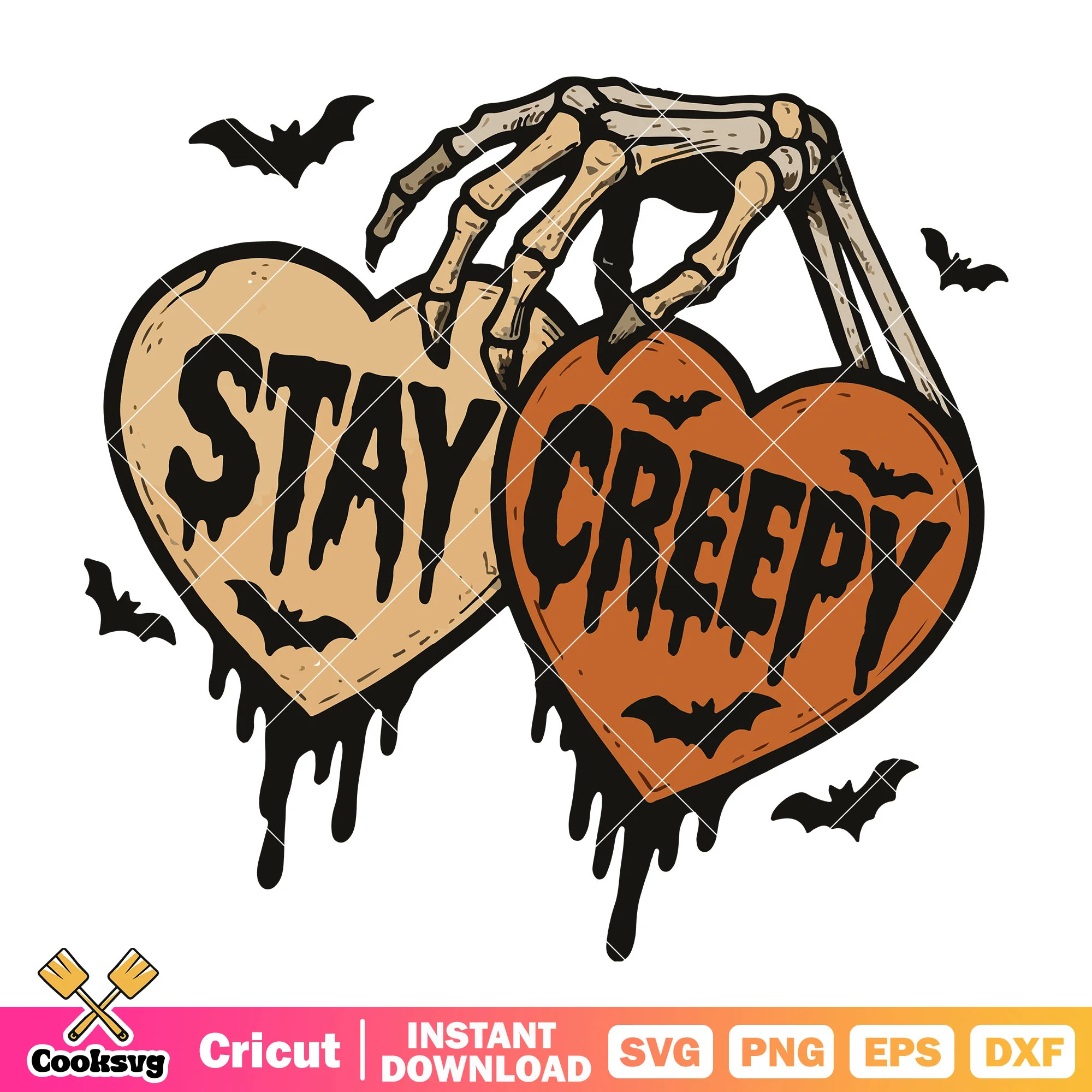 Skeleton love stay creepy svg, creepy halloween svg, creepy love svg