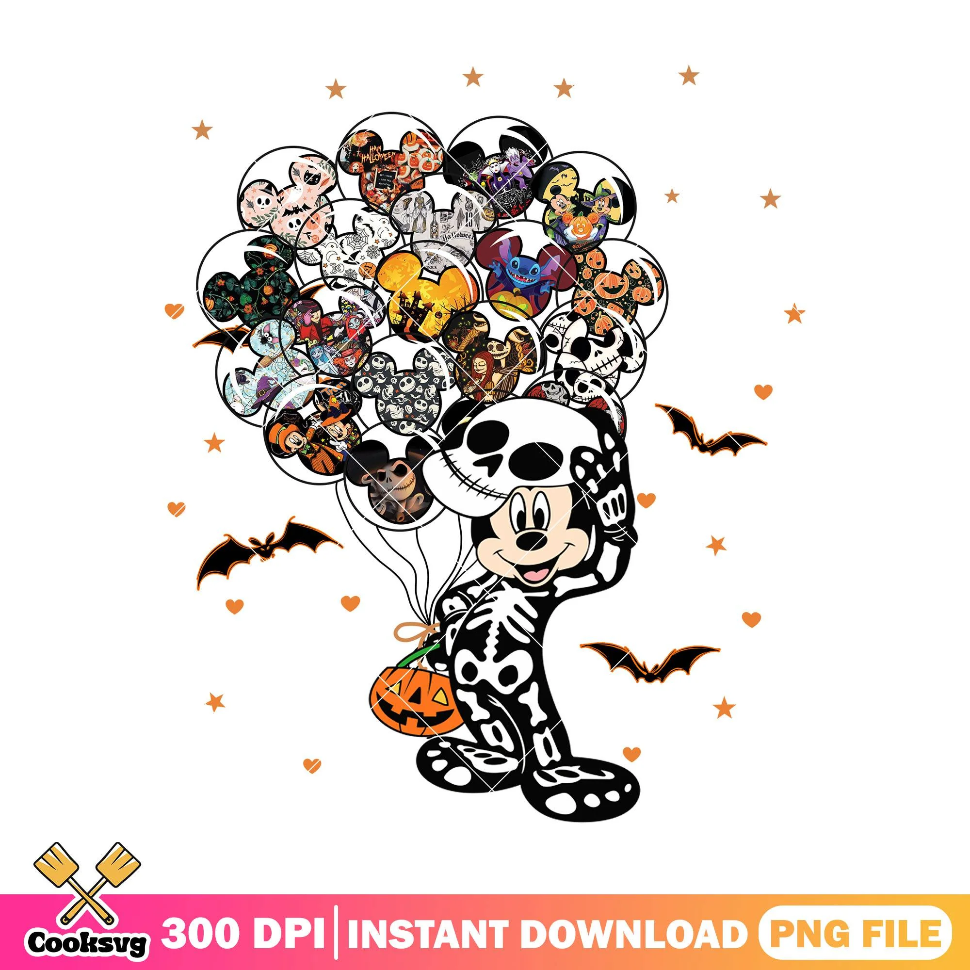 Skeleton mickey balloon png, halloween spirit png, mickey mouse png