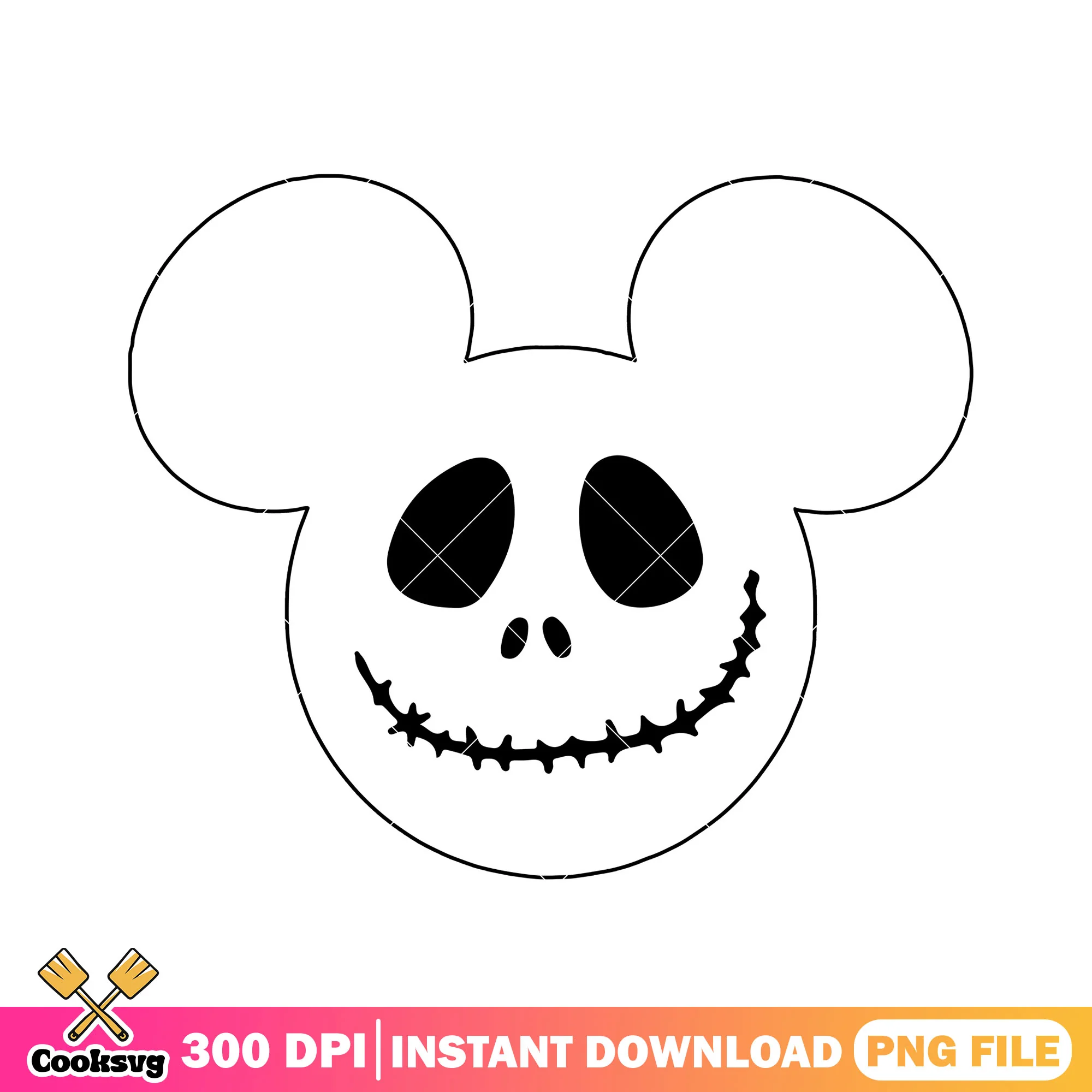 Skeleton mickey head png, mickey head png, horror mickey png
