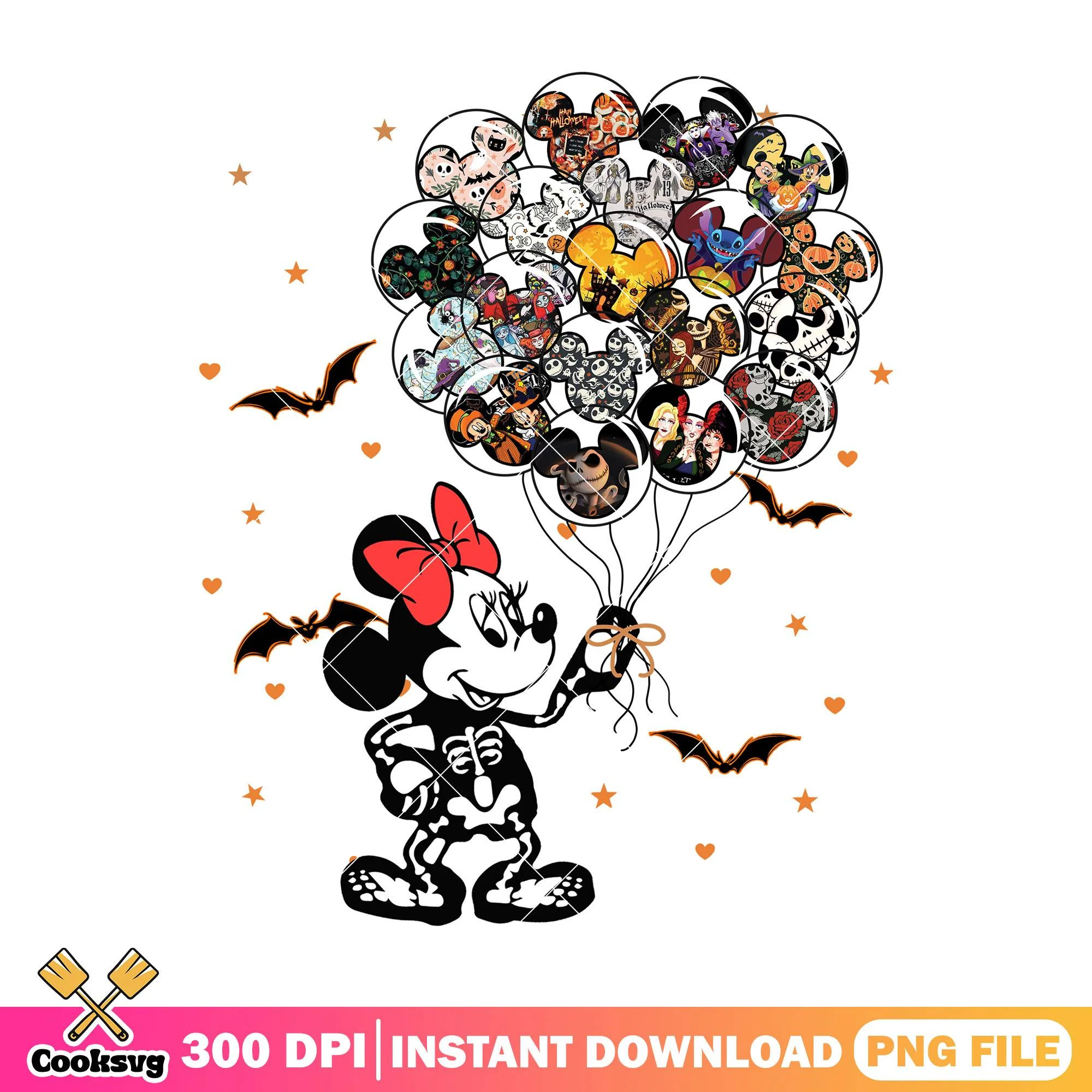 Skeleton minnie balloon png, halloween costume png, minnie mouse png