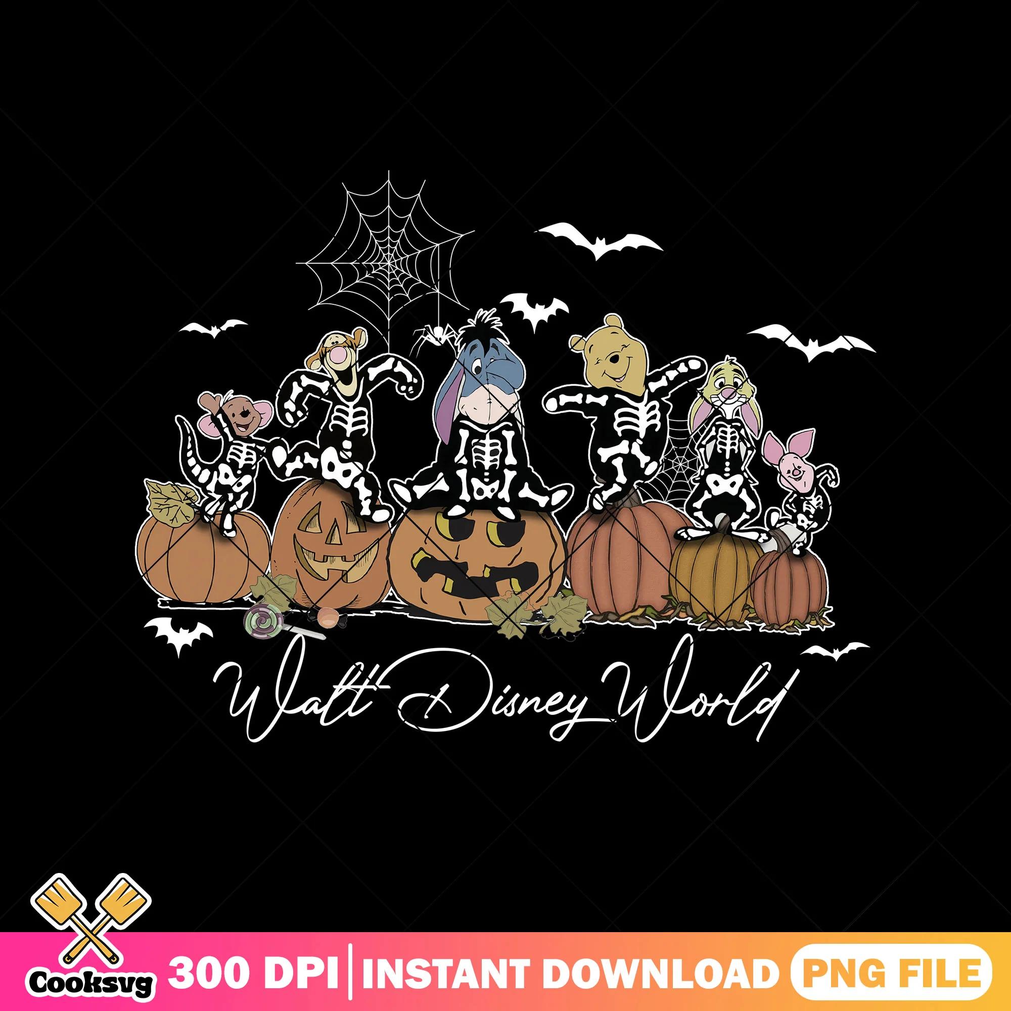 Skeleton pooh friends png, pooh bear png, halloween costumes png