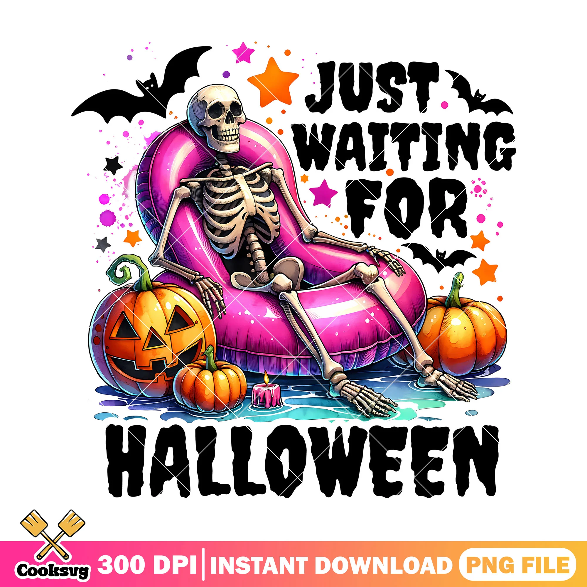 Skeleton pumpkin relaxing png, halloween decor png, horror movie png