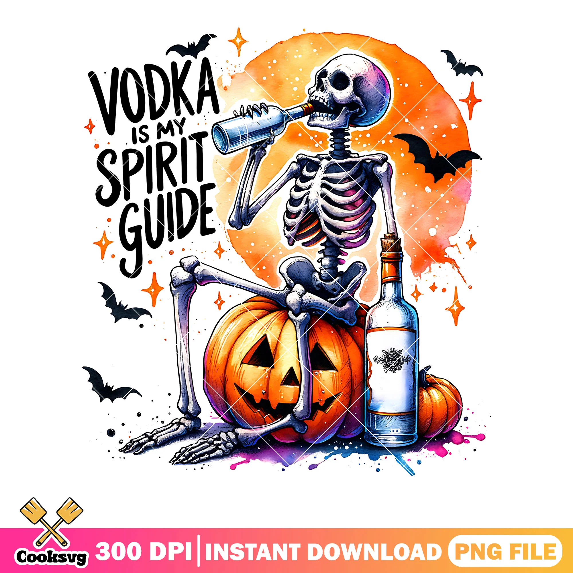 Skeleton russia vodka png, jack o lantern png, halloween scary png