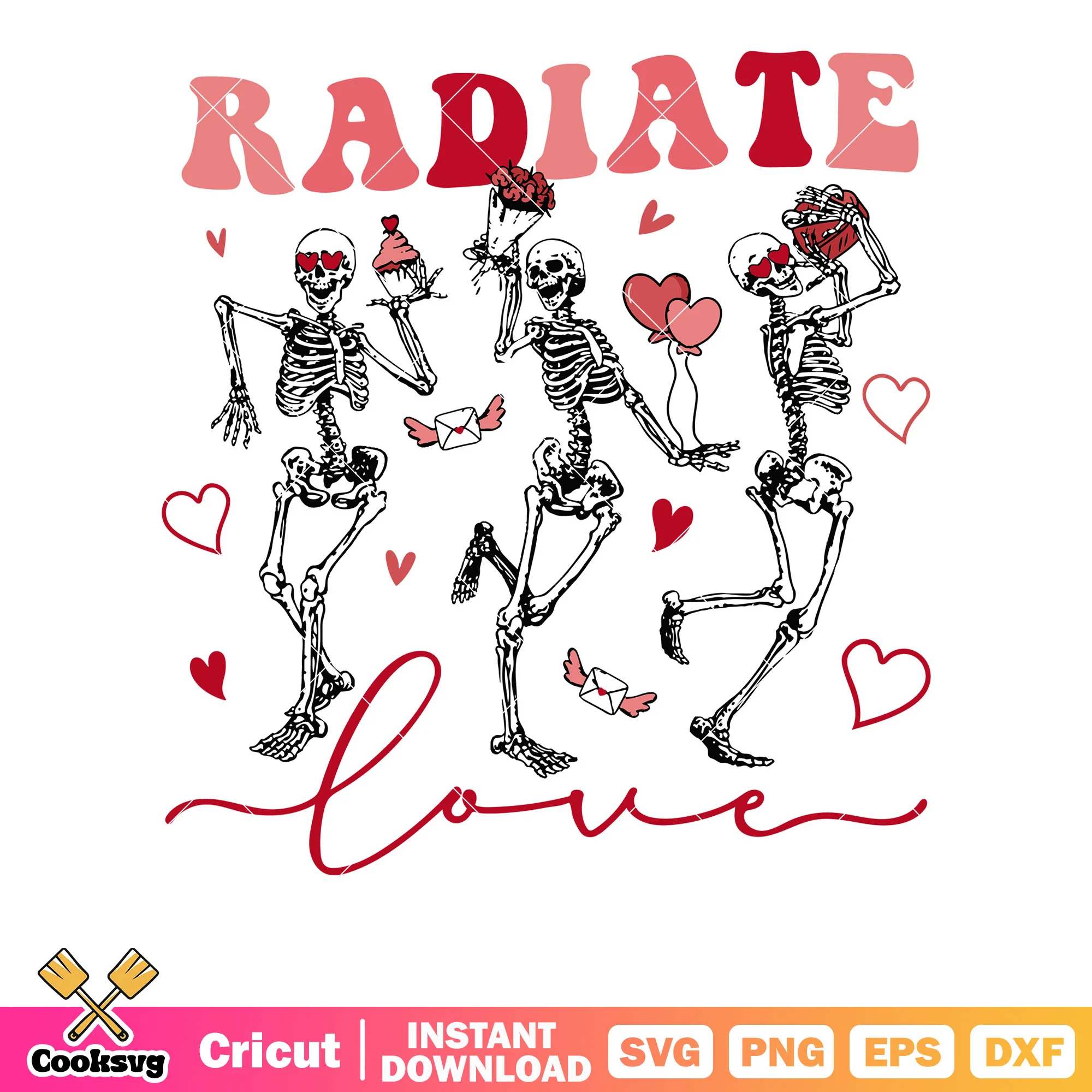 Skeleton valentine radiate love svg, skeleton valentine svg