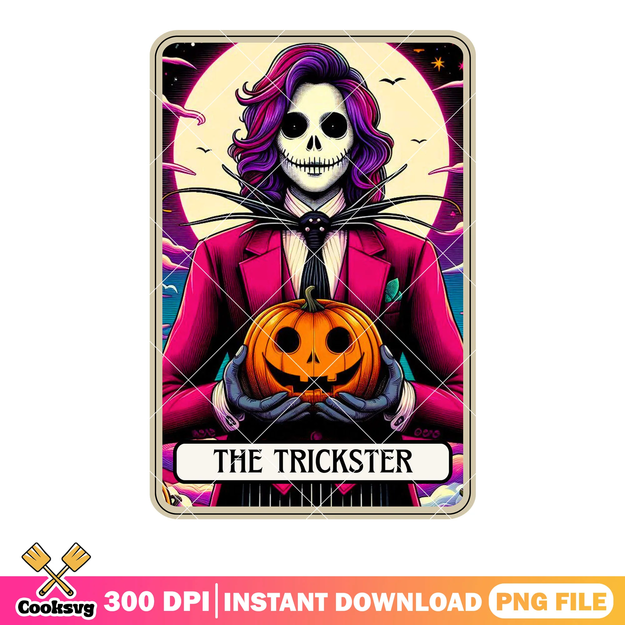 Skull face the trickster png, full moon night png, halloween night png