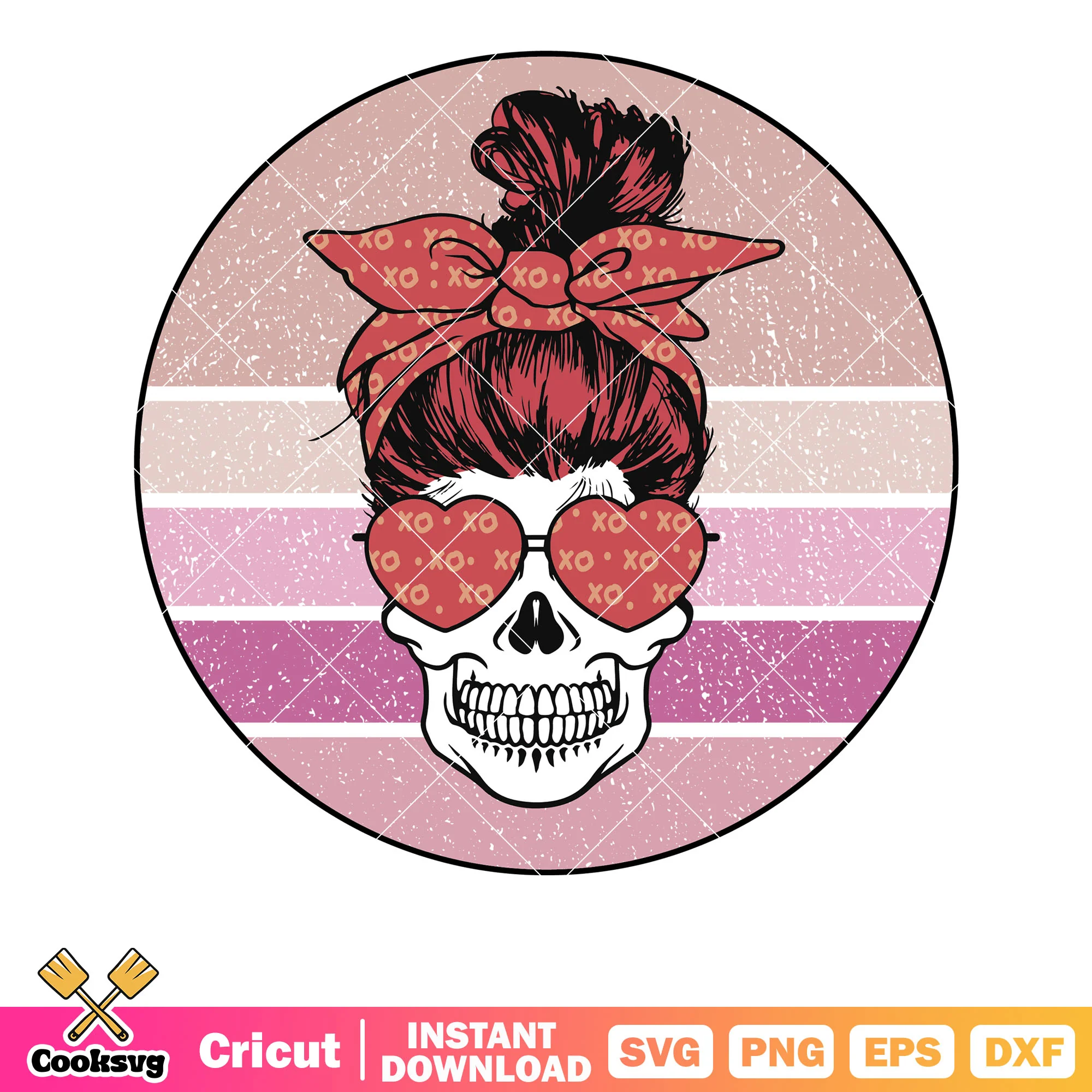 Skull girl in valentine svg, valentine skull svg, pink valentine svg