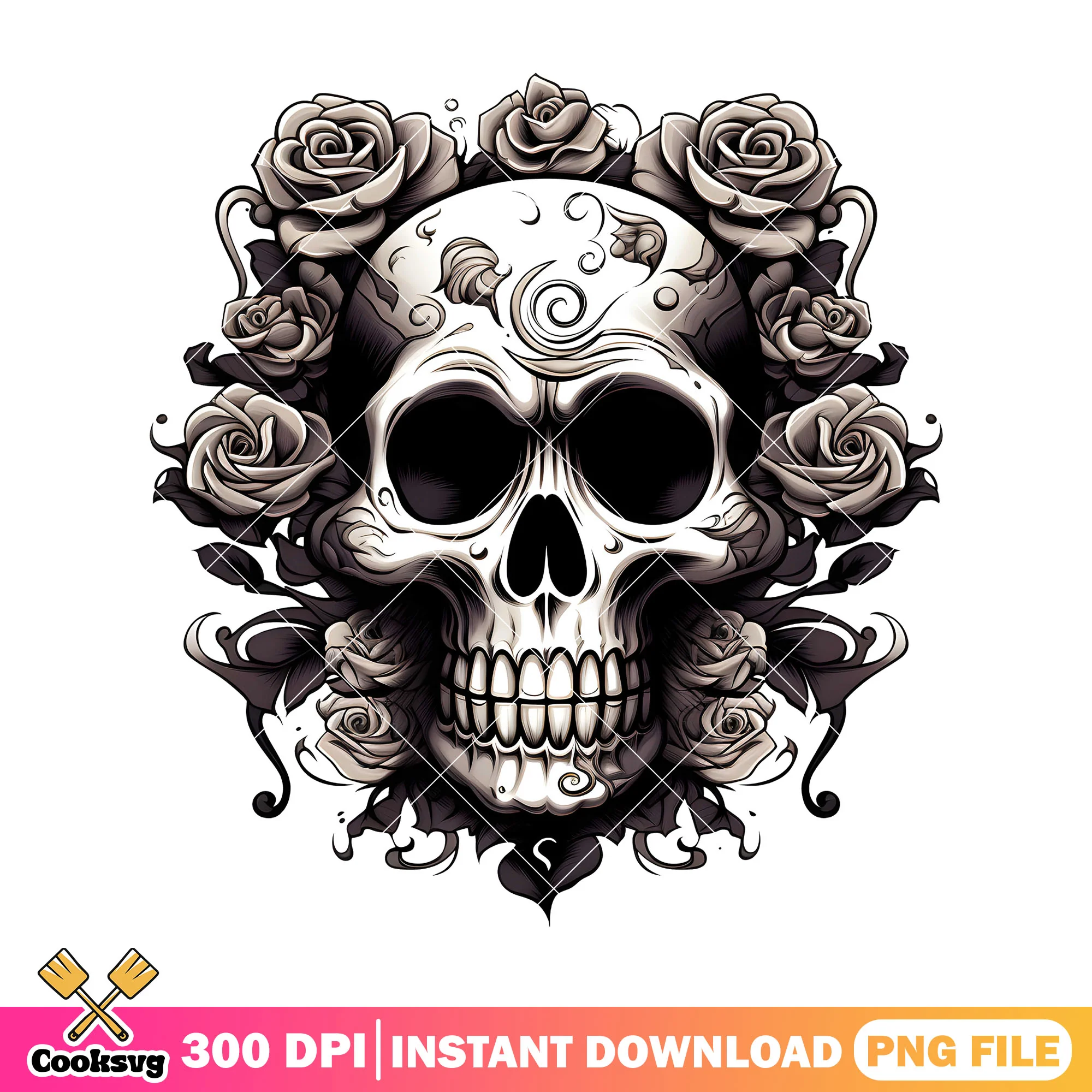 Skull rose halloween png, skull head png, skull halloween png