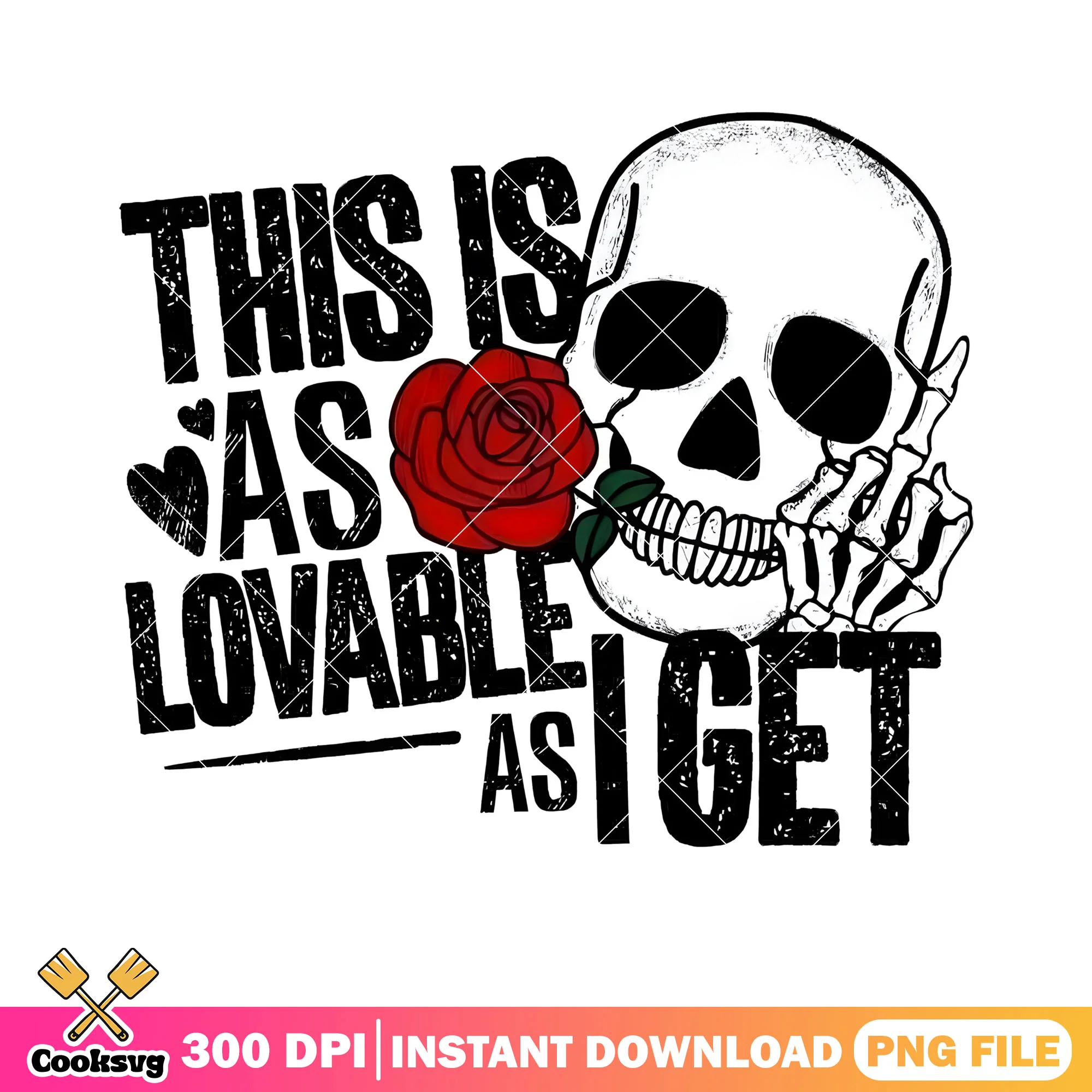 Skull skeleton rose vibes png, valentine vibes png, valentines flower png