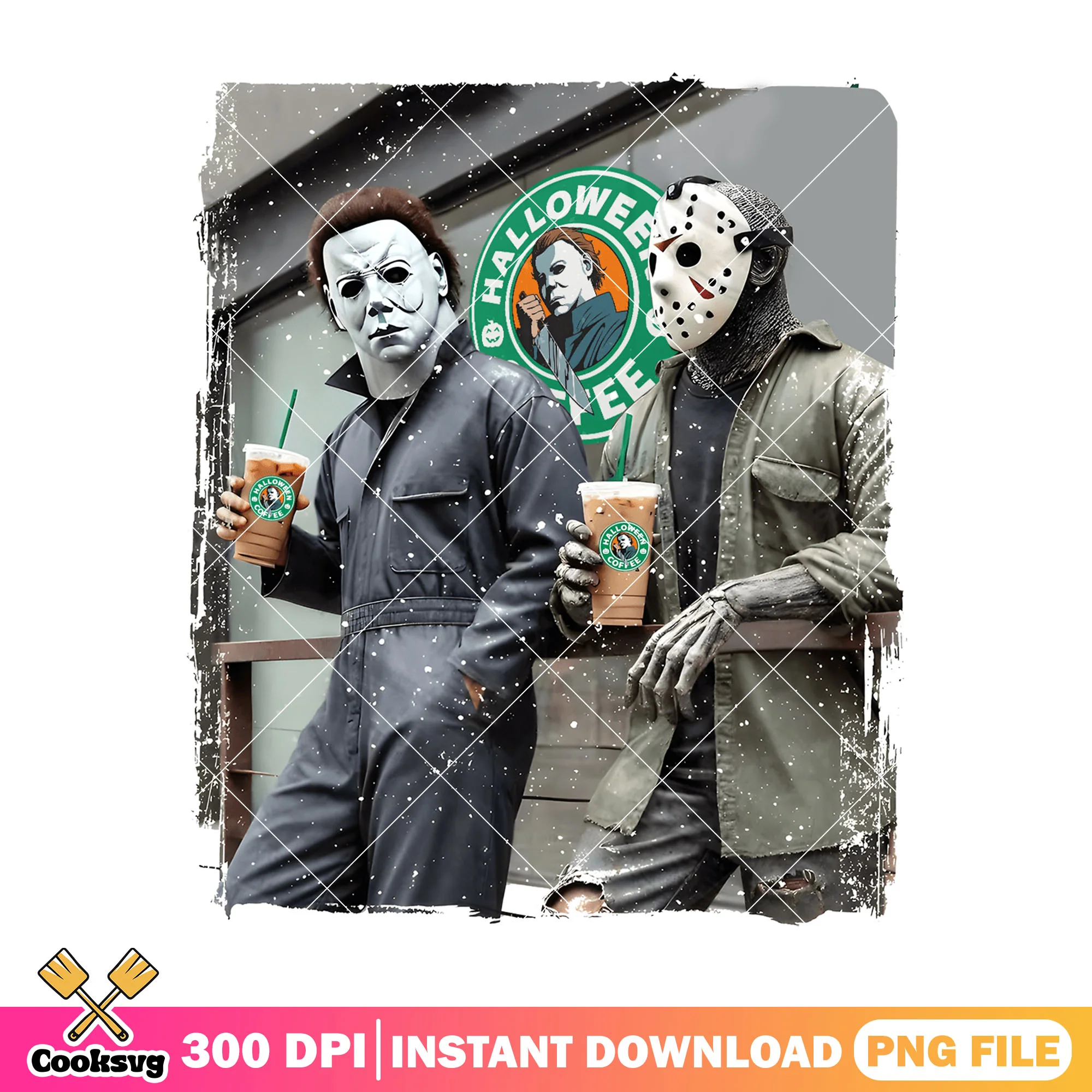 Slasher bros drinks png, characters horror png, halloween movie png