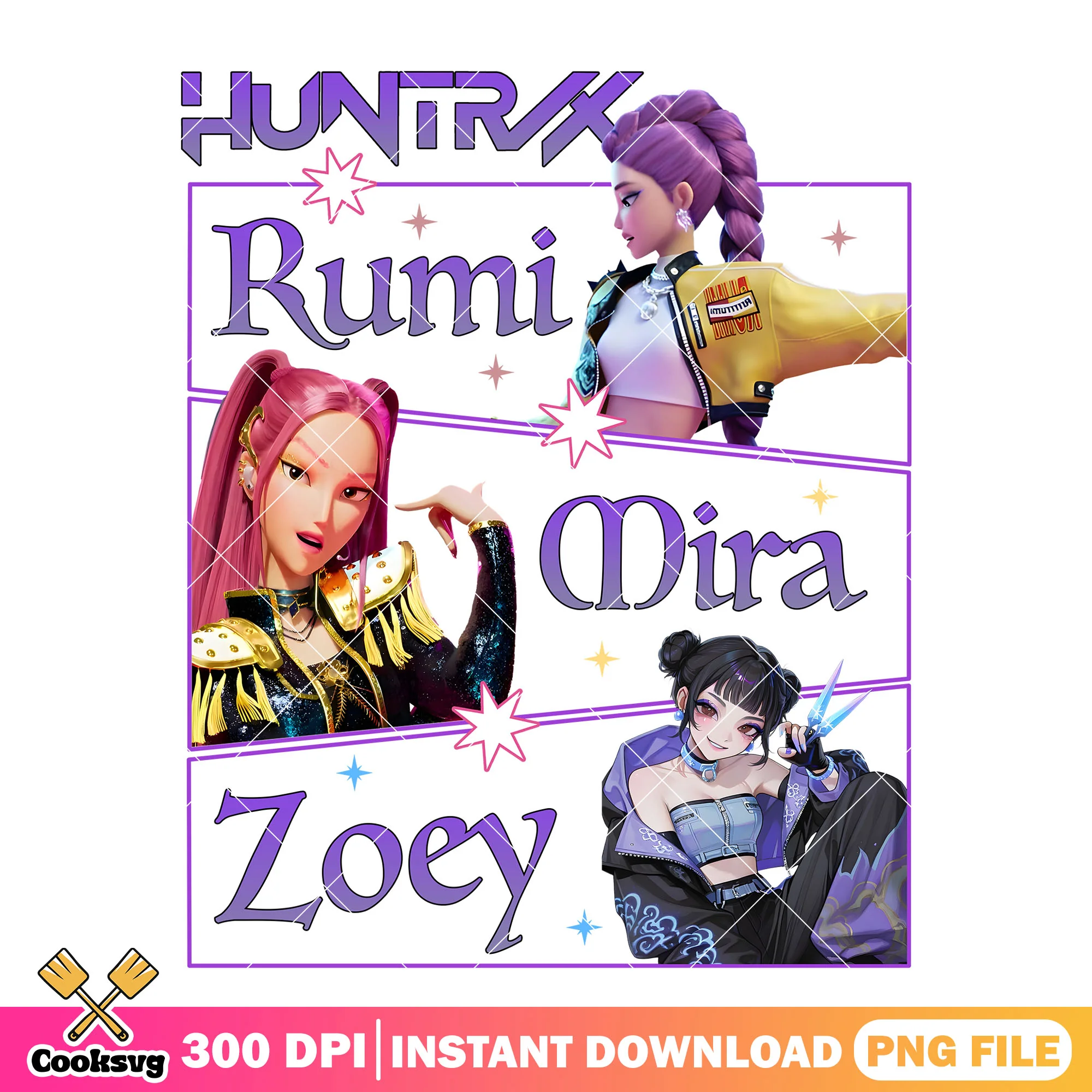 Slay fit huntrix png, kpop netflix png, huntrix band png