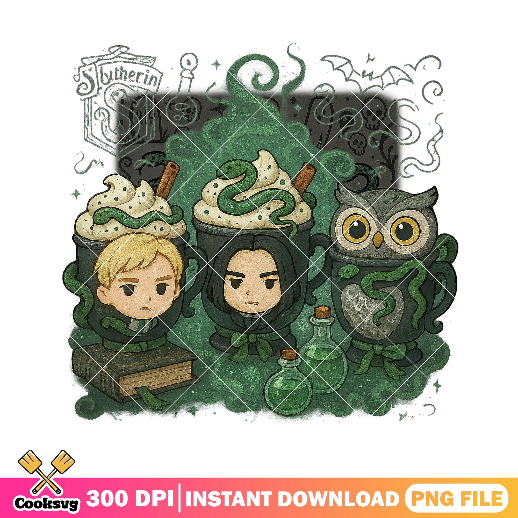 Slytherin potion cups png, hogwarts halloween png, harry potter png