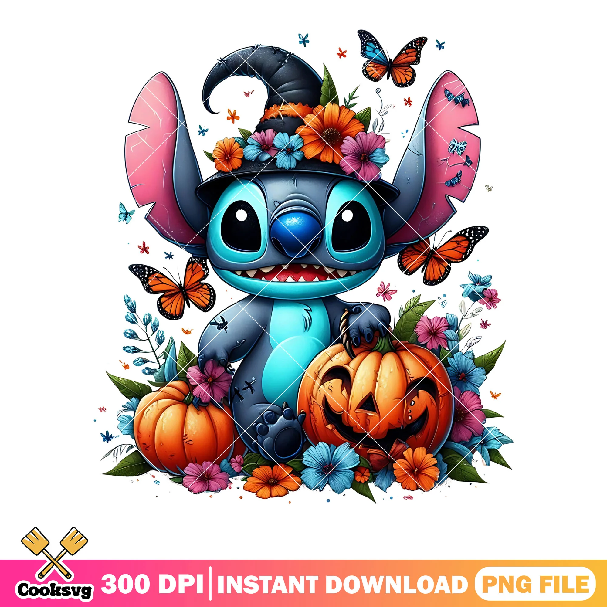 Smile scary pumpkin png, disney halloween png, blue alien png