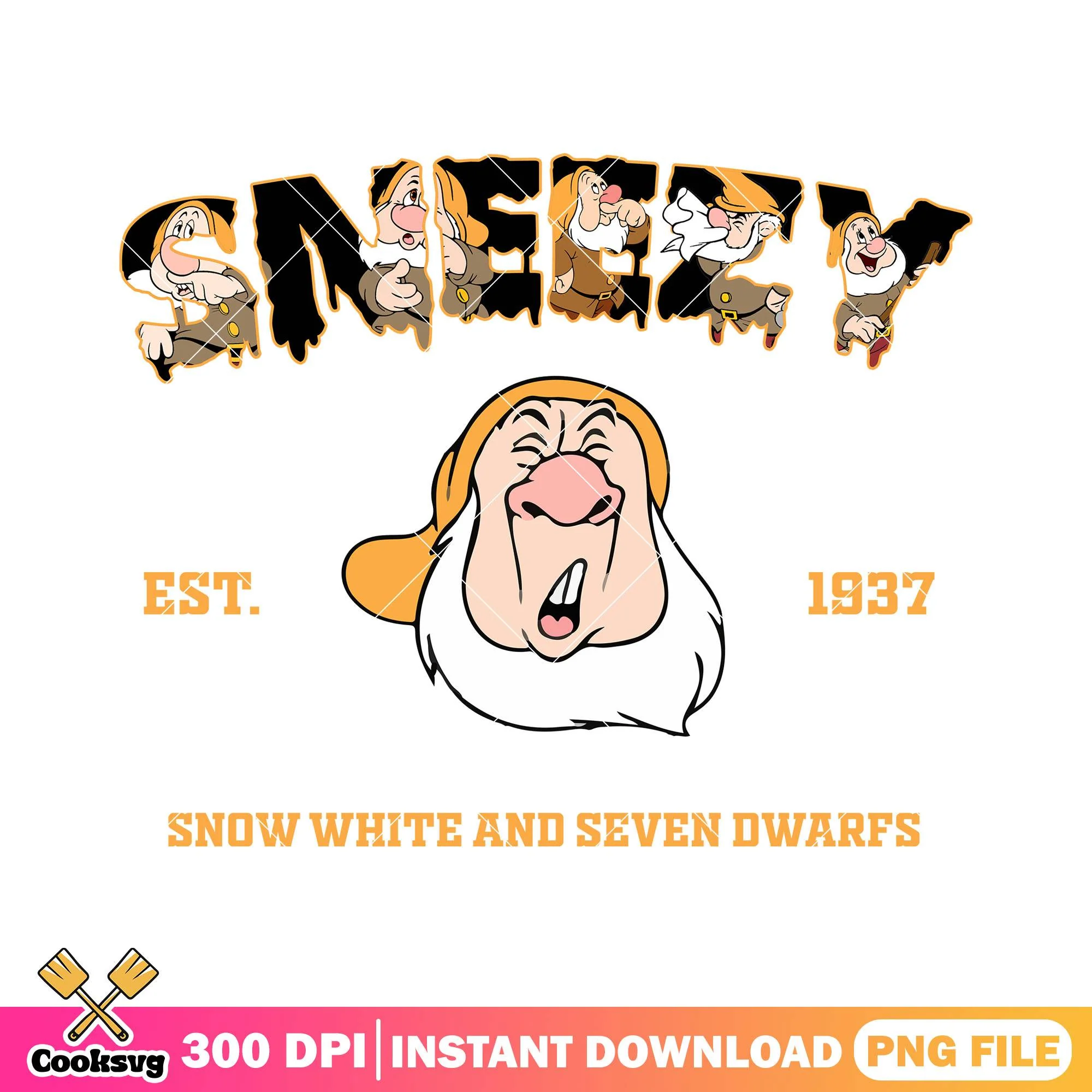 Sneezy est 1937 png, sneezy dwarf png, walt disney world png