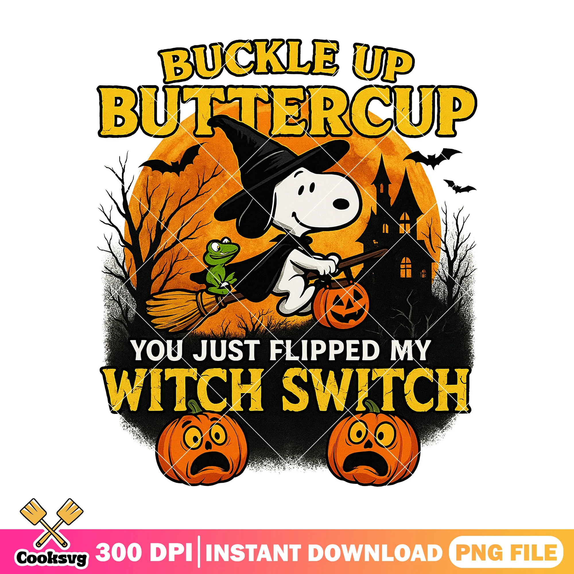 Snoopy boo buckle up png, happy halloween png, snoopy costume png