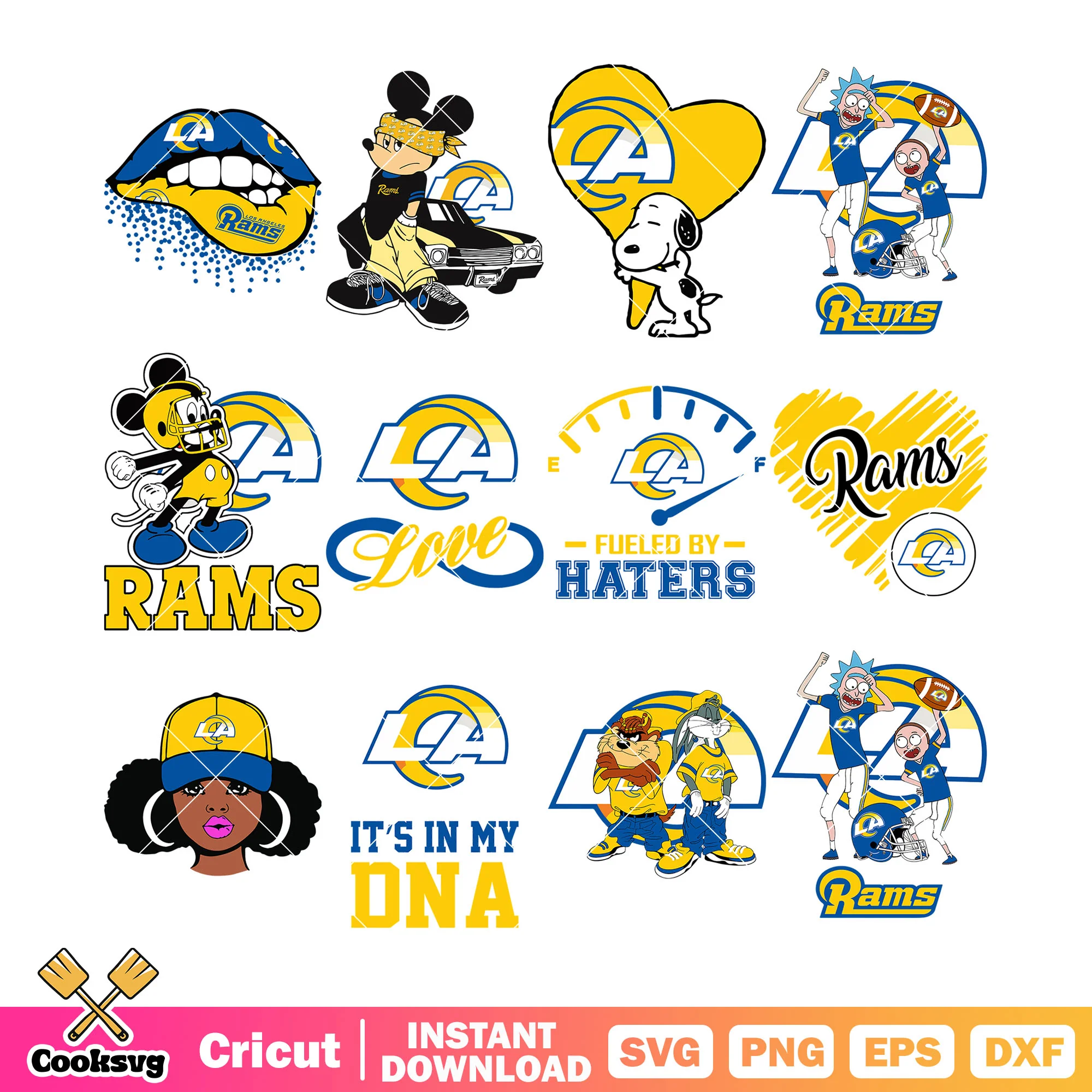 Snoopy los angeles rams bundle svg, Bugs bunny bundle svg, snoopy bundle svg