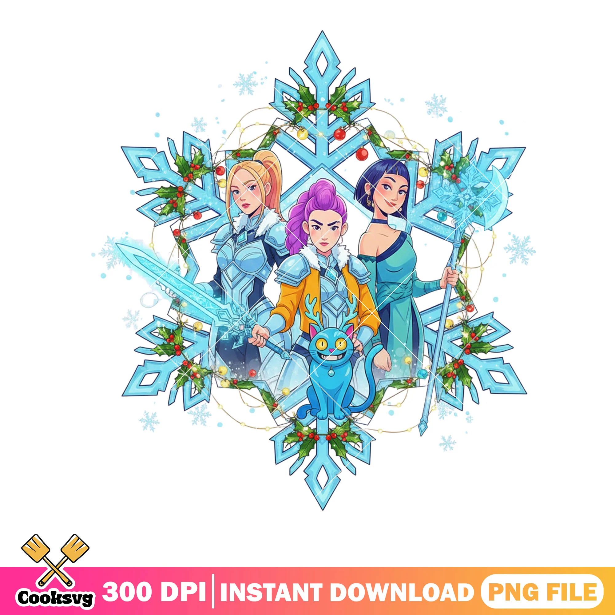 Snow costume christmas png, huntrix png, kpop demon hunters png