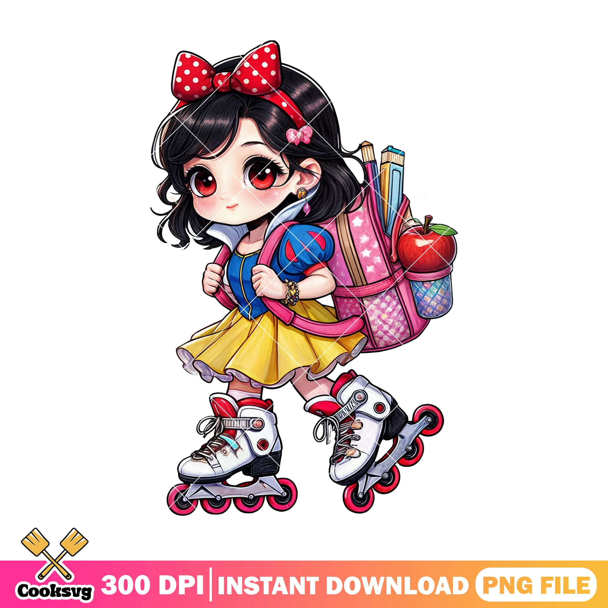 Snow white going school png, back to school png, disney land png