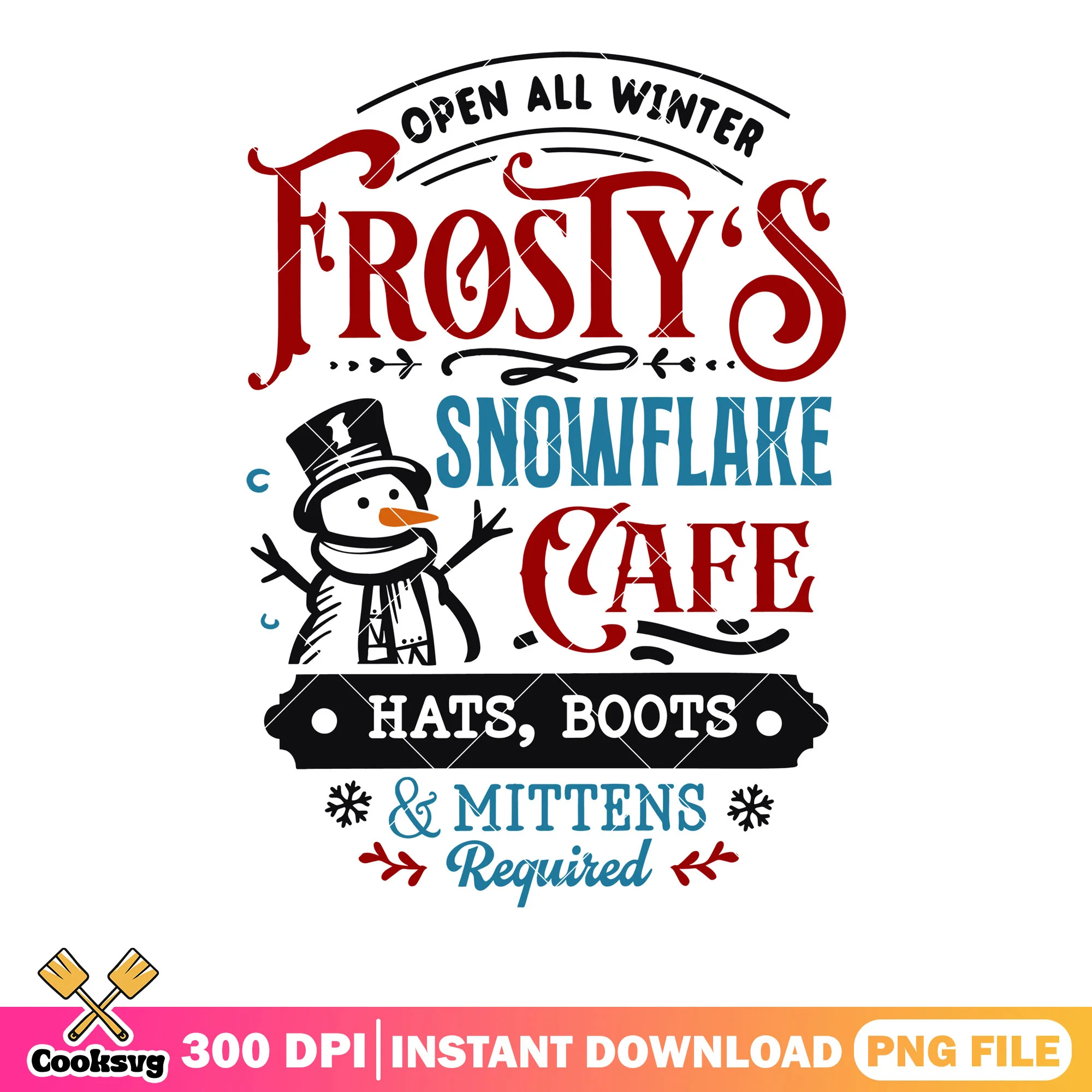 Snowflake cafe hats boots and mittenspng, christmas png, snowman png