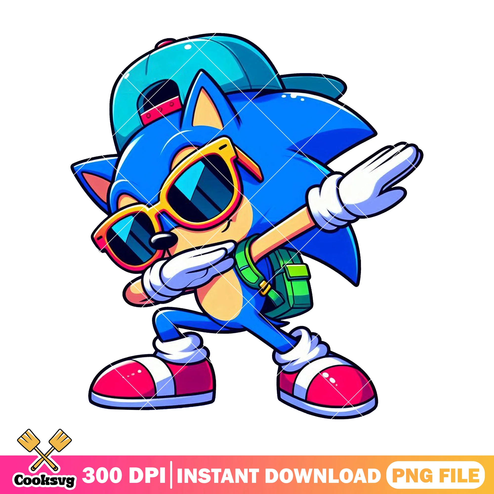 Sonic chibi sunglasses png, blue sonic png, back to school day png