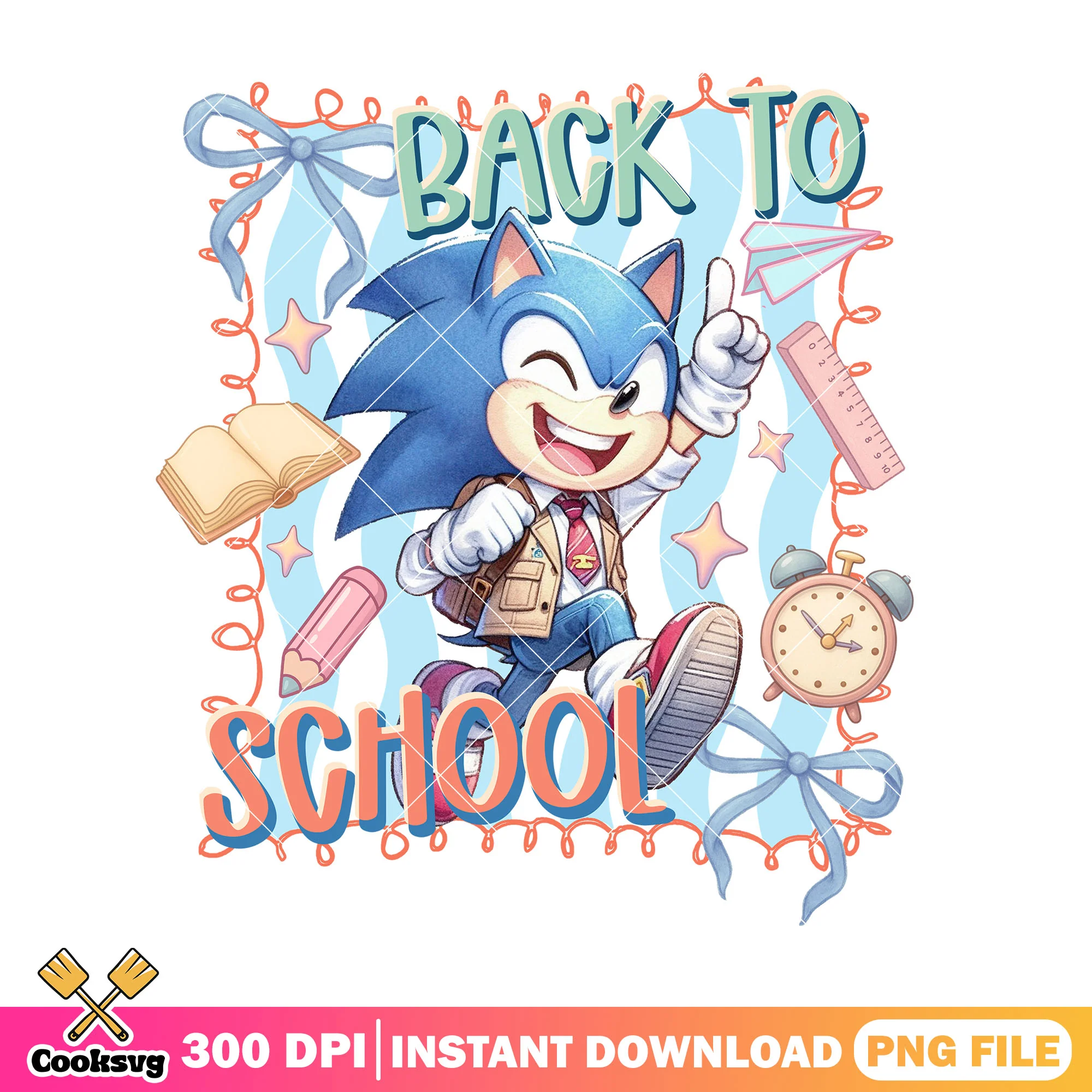 Sonic going school png, cartoon sonic png, back to school day png